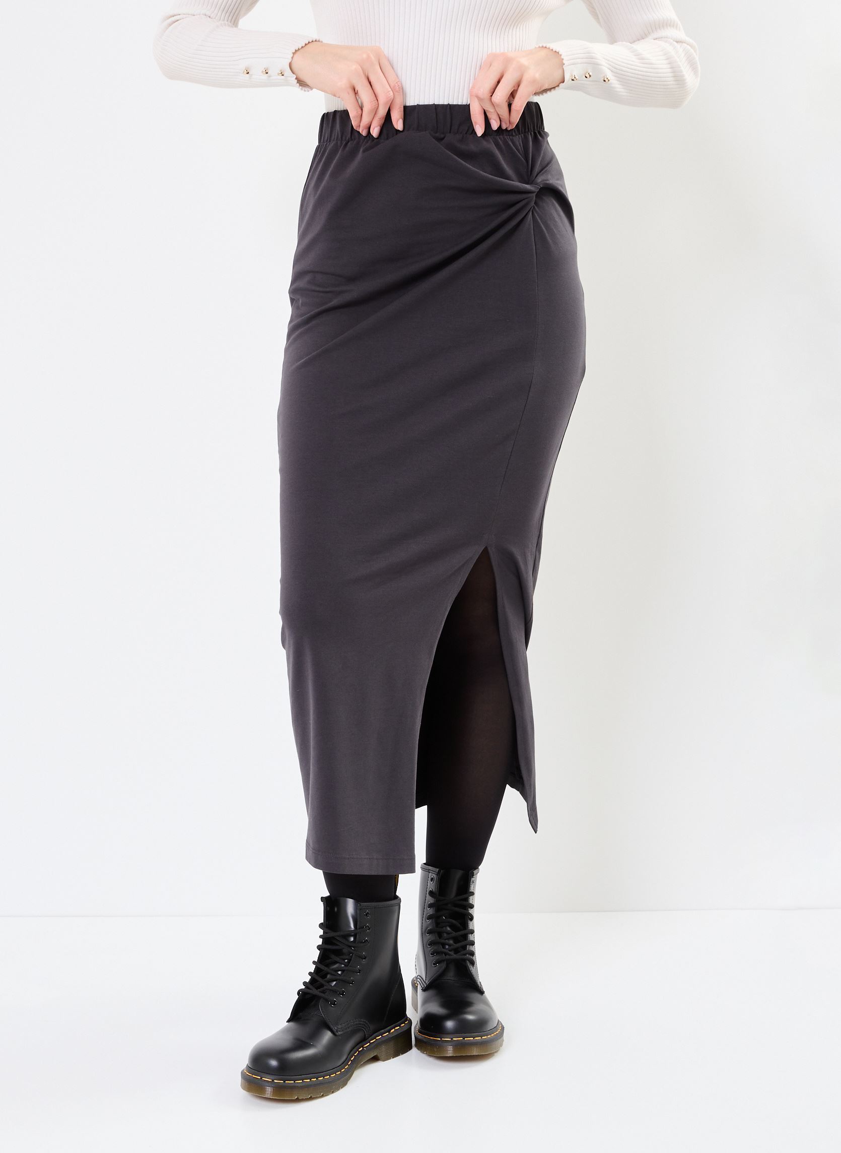 Jupes mi-longues NMCAMILLA HW KNOT SKIRT JRS NOOS femme noir Noisy May Jupes mi-longues NMCAMILLA HW KNOT SKIRT JRS NOOS femme noir Obsidian