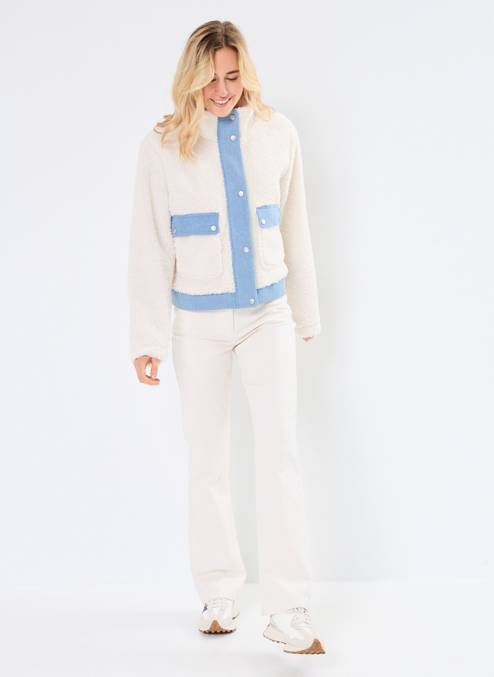 Cappotti NMJOLENE SHERPA MIX JACKET donna bianco Noisy May Cappotti NMJOLENE SHERPA MIX JACKET donna bianco Cloud Dancer
