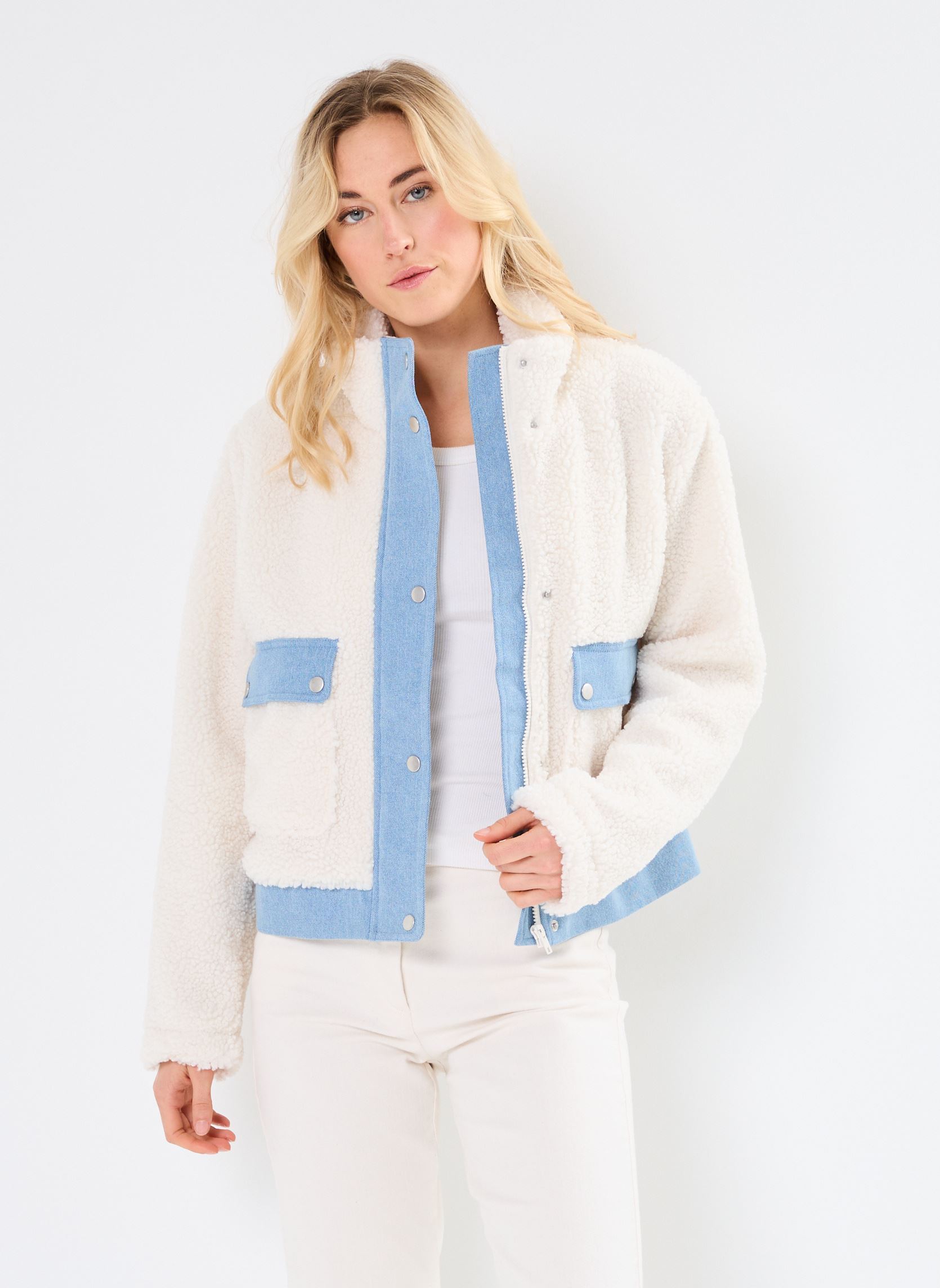 Cappotti NMJOLENE SHERPA MIX JACKET donna bianco Noisy May Cappotti NMJOLENE SHERPA MIX JACKET donna bianco Cloud Dancer