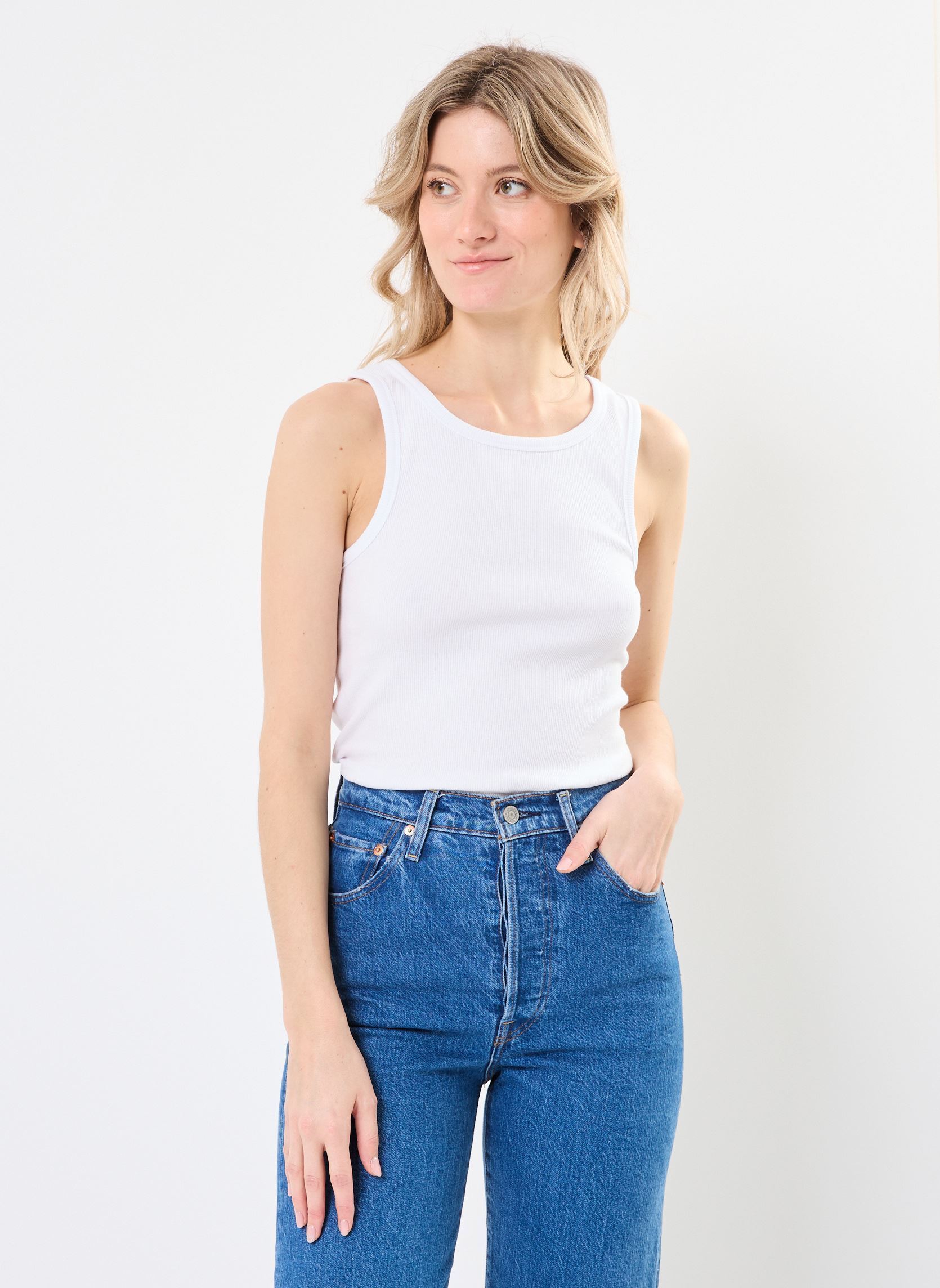 Débardeurs NMMAYA S/L REGULAR TANK TOP NOOS femme blanc Noisy May Débardeurs NMMAYA S/L REGULAR TANK TOP NOOS femme blanc Bright white