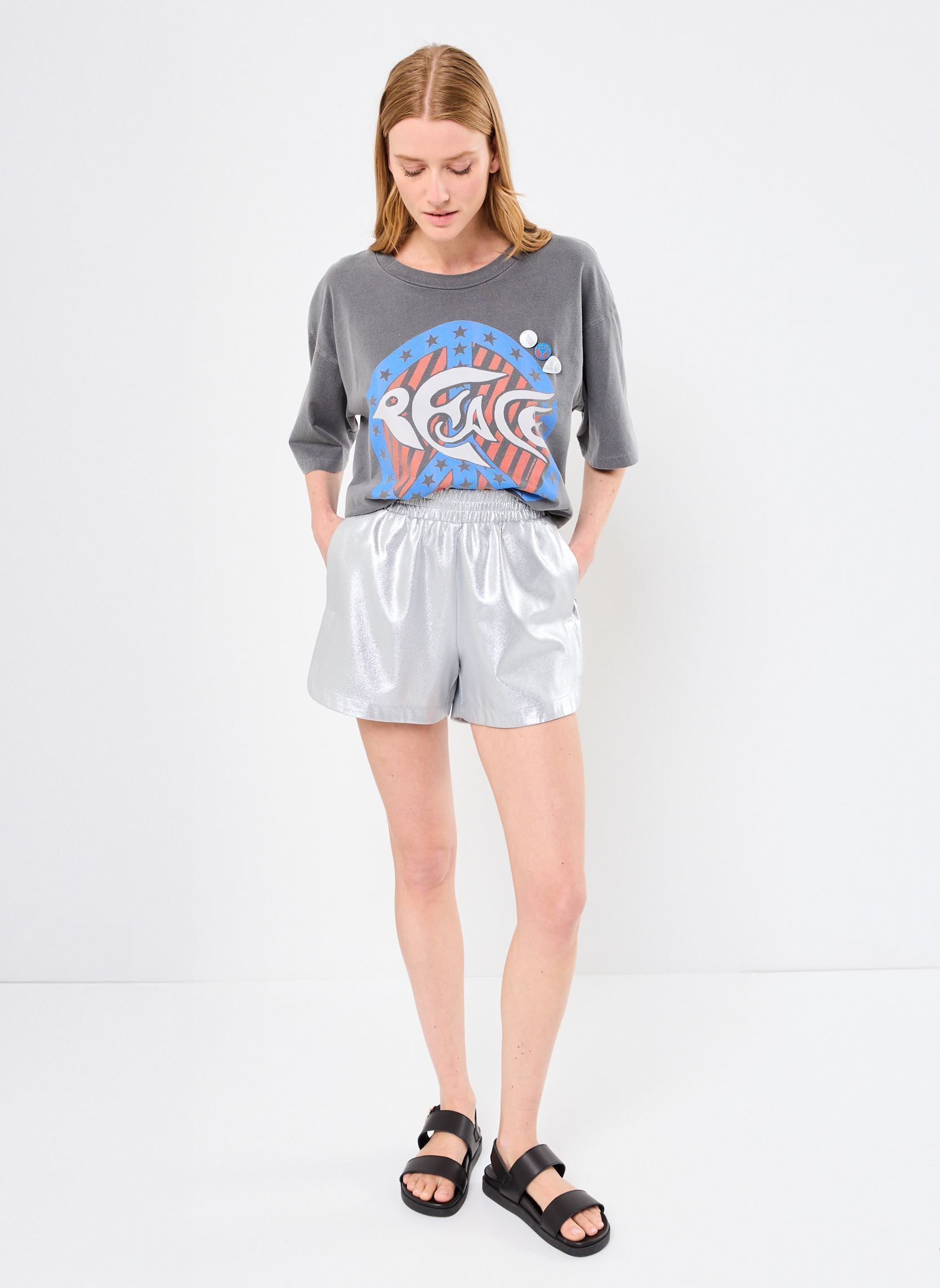 Shorts NMEFFI NW SHORTS femme argent Noisy May Shorts NMEFFI NW SHORTS femme argent Silver