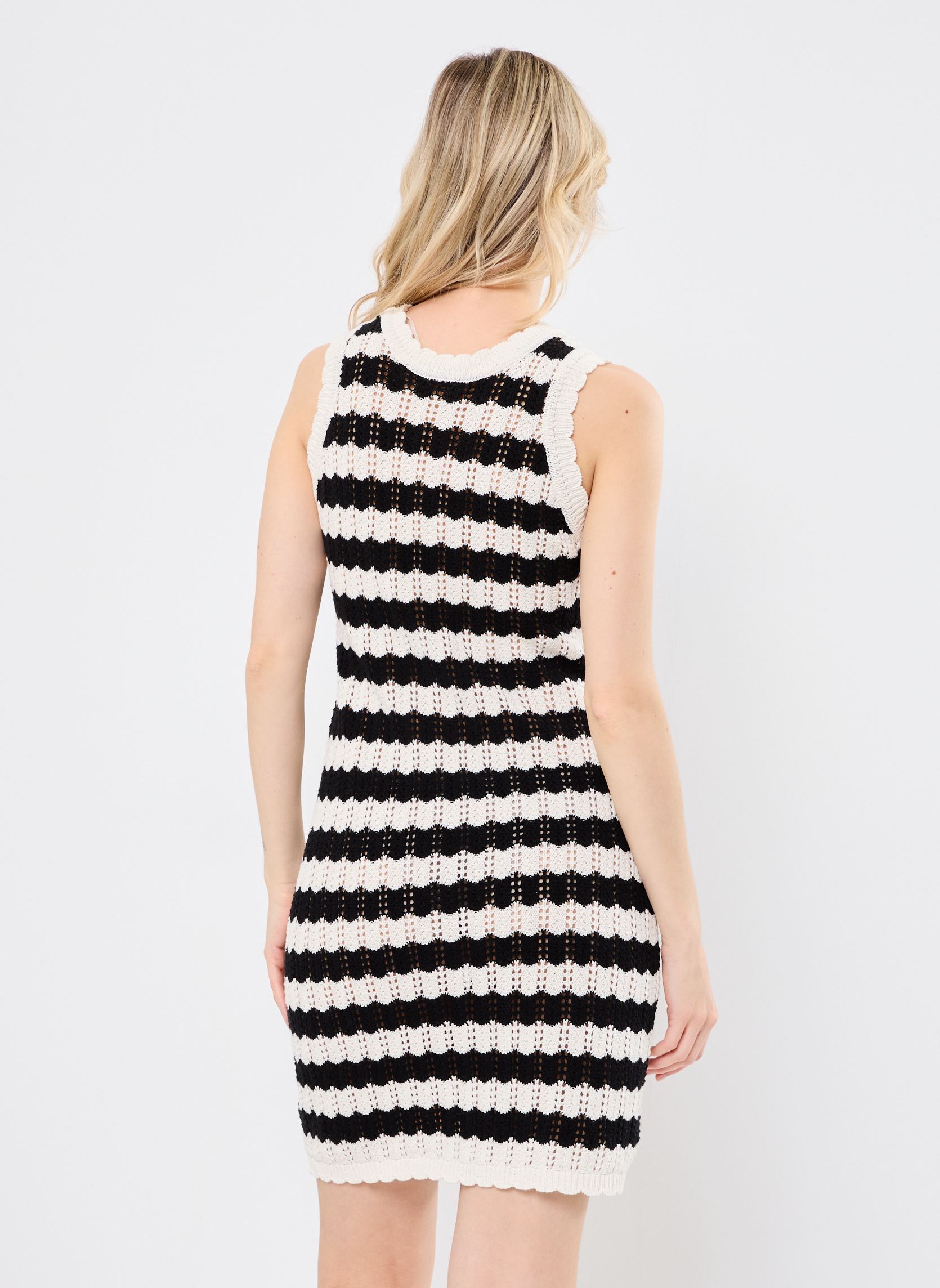 black cut out knit dress Faux Gem Cutout Midi Sweater Dress in Black-swatch main image 1