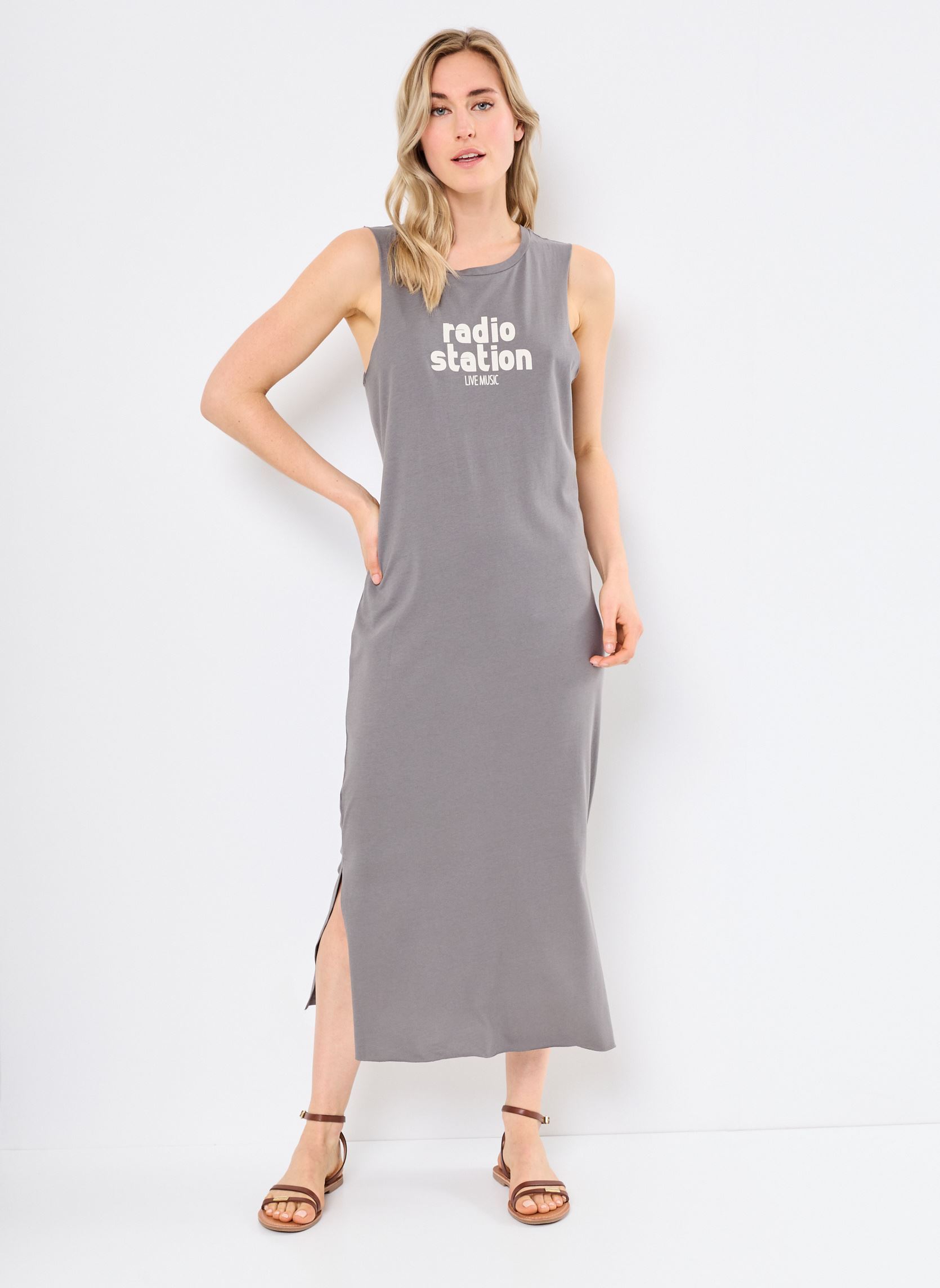 Lange jurken NMMAX SL MIDI DRESS JRS FWD dames grijs Noisy May Lange jurken NMMAX SL MIDI DRESS JRS FWD dames grijs Charcoal Gray