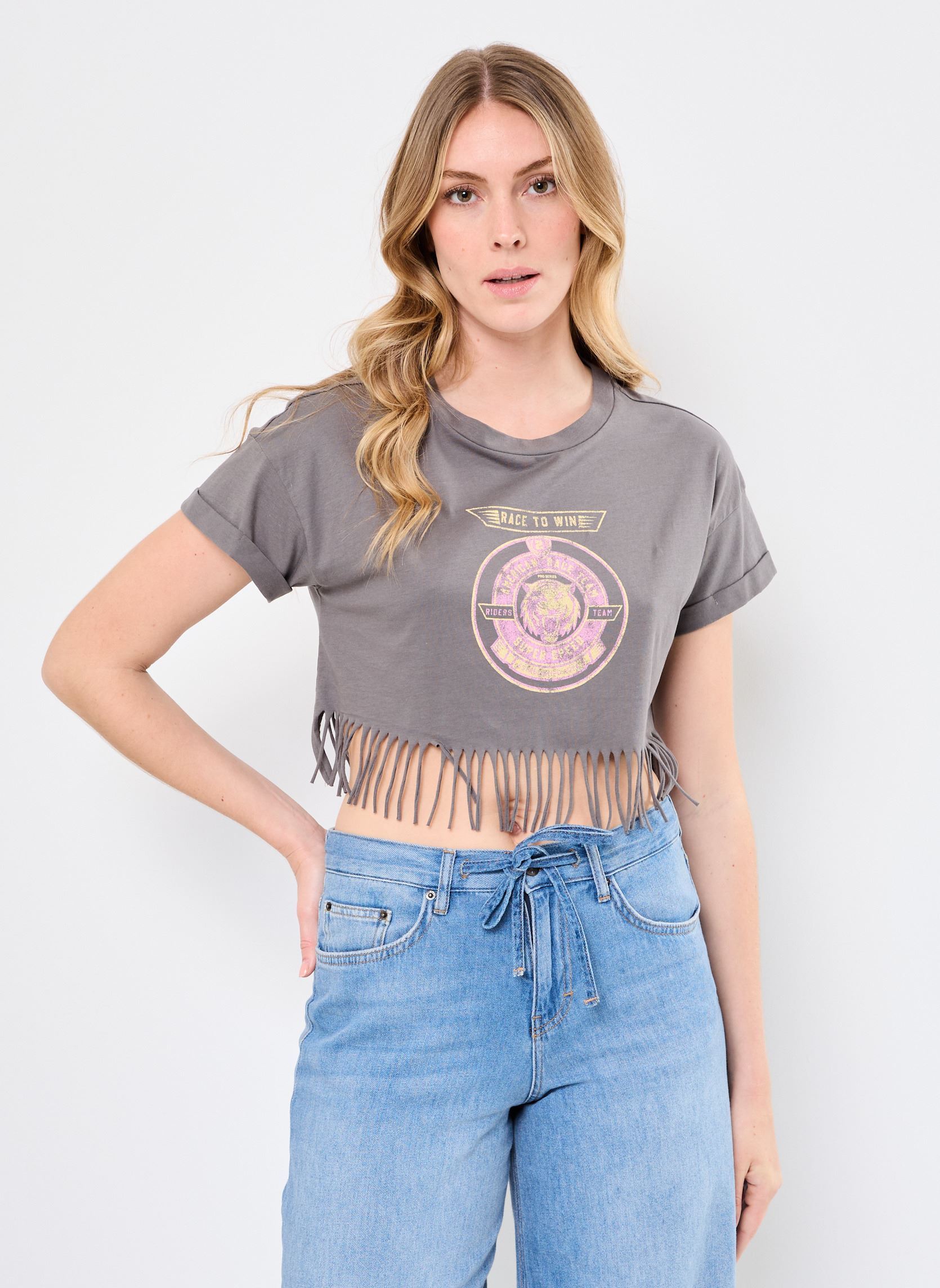 Kurzarm-T-Shirts NMGABY SS INDIE T-SHIRT JRS FWD damen grau Noisy May Kurzarm-T-Shirts NMGABY SS INDIE T-SHIRT JRS FWD damen grau Charcoal Gray
