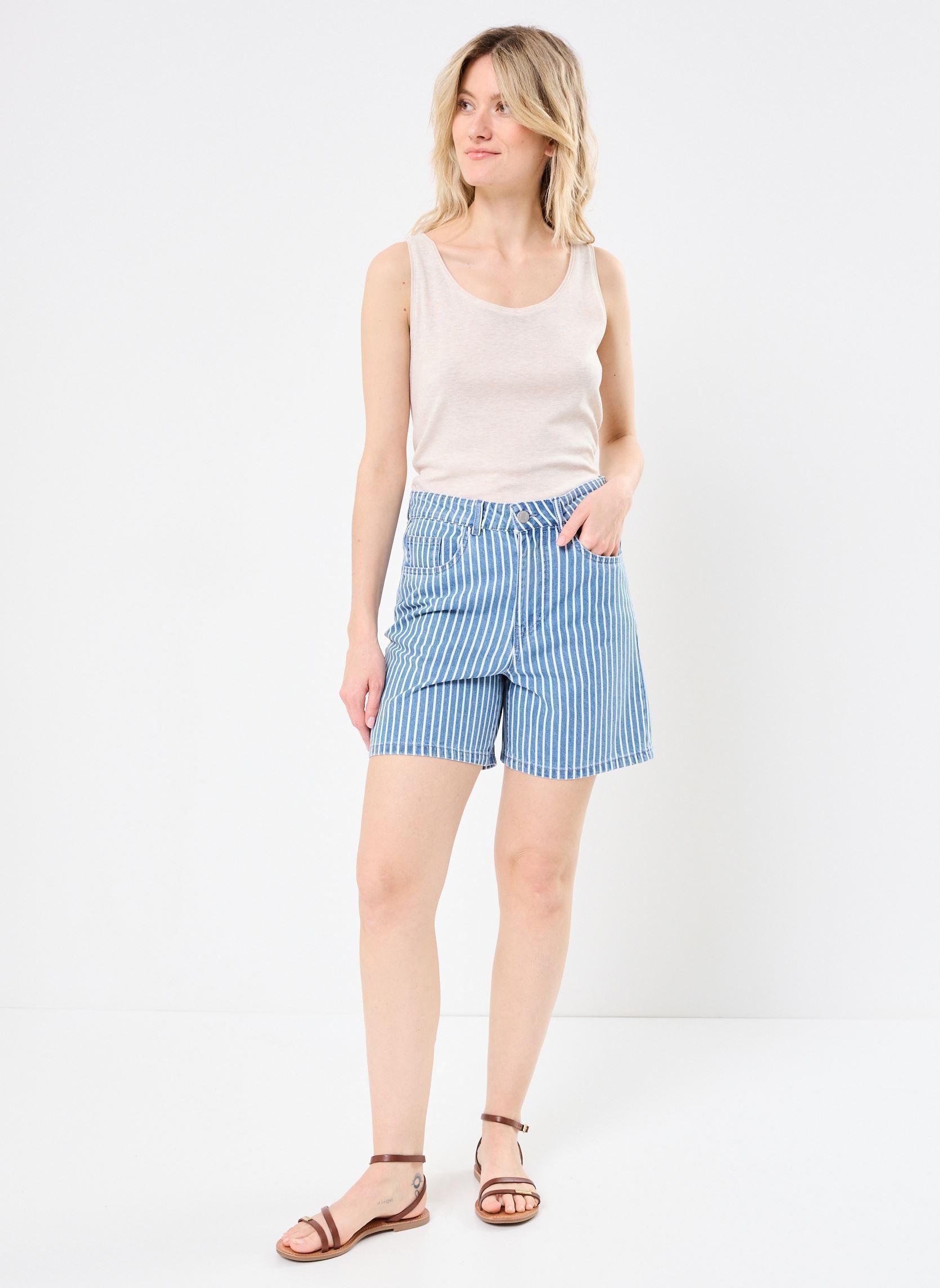 Shorts NMHERA NW LOOSE PINSTRIPED SHORTS femme bleu Noisy May Shorts NMHERA NW LOOSE PINSTRIPED SHORTS femme bleu Medium Blue Denim