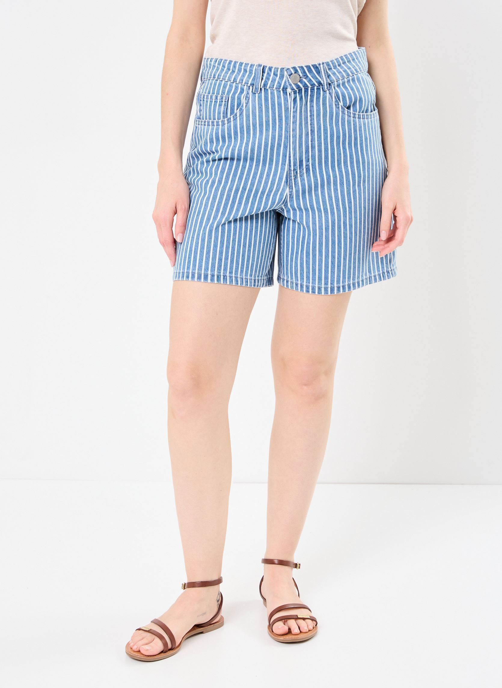 Shorts NMHERA NW LOOSE PINSTRIPED SHORTS femme bleu Noisy May Shorts NMHERA NW LOOSE PINSTRIPED SHORTS femme bleu Medium Blue Denim