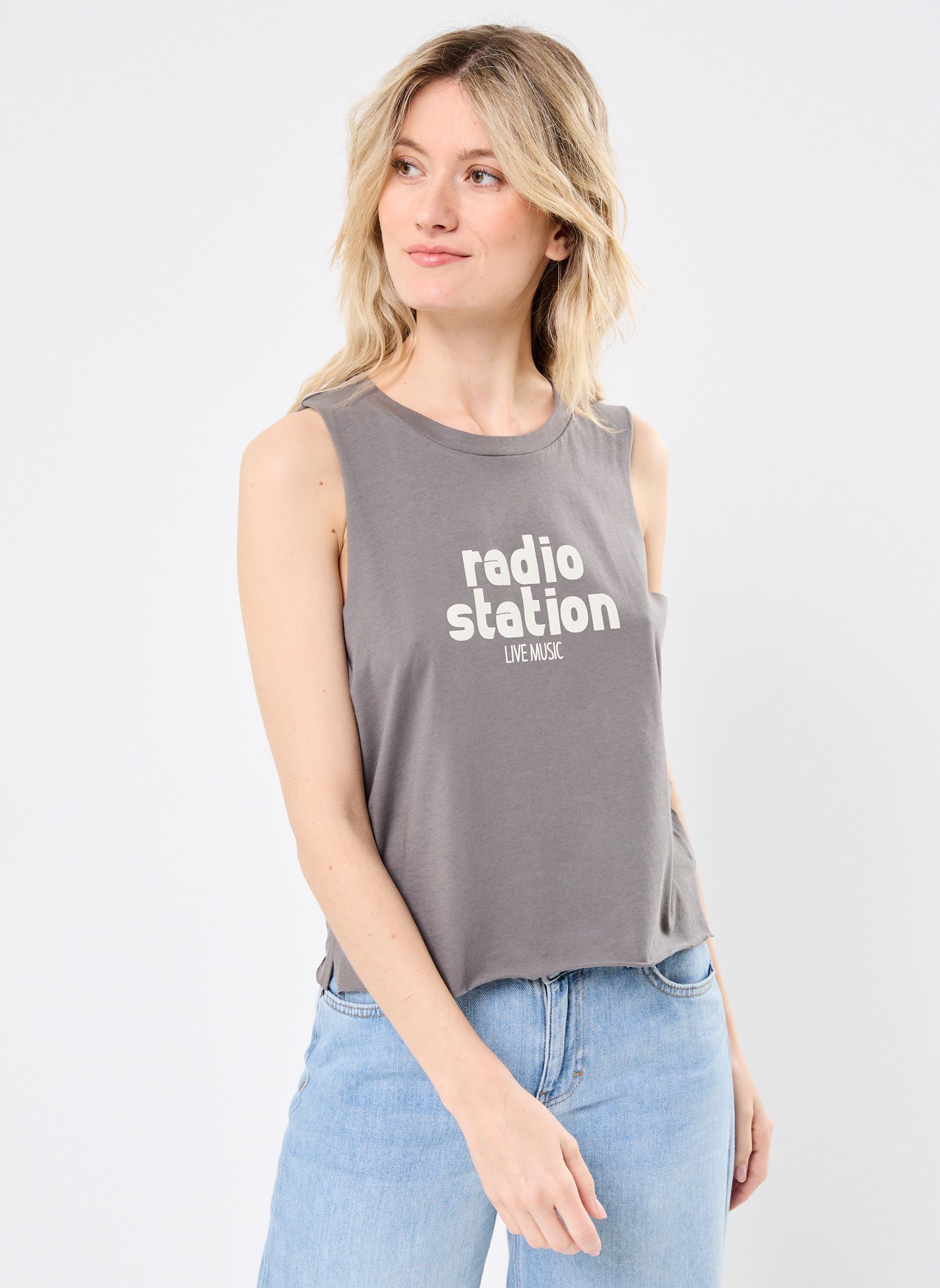Tops NMMAX SL RADIO TOP JRS FWD femme gris Noisy May Tops NMMAX SL RADIO TOP JRS FWD femme gris CHARCOAL GRAY