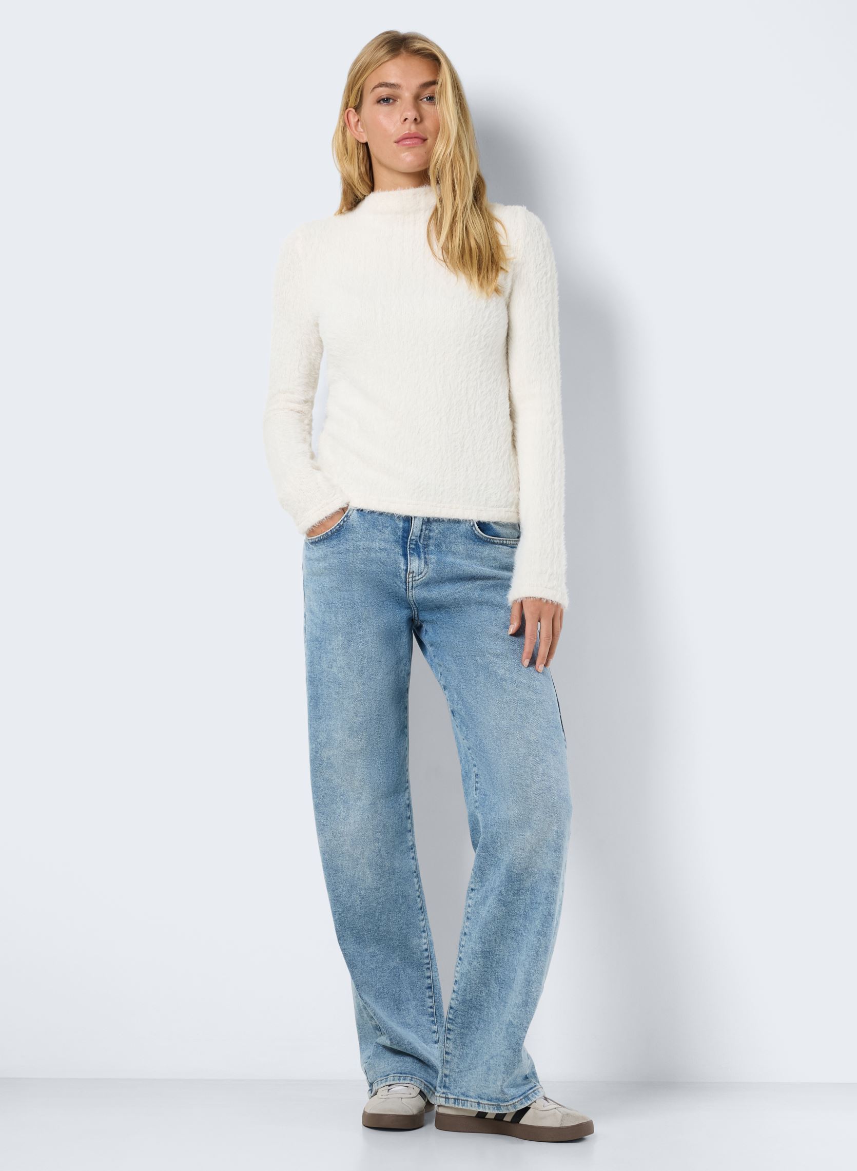 Pullover NMFLUFFY LS FUNNEL NECK JRS damen beige Noisy May Pullover NMFLUFFY LS FUNNEL NECK JRS damen beige Eggnog