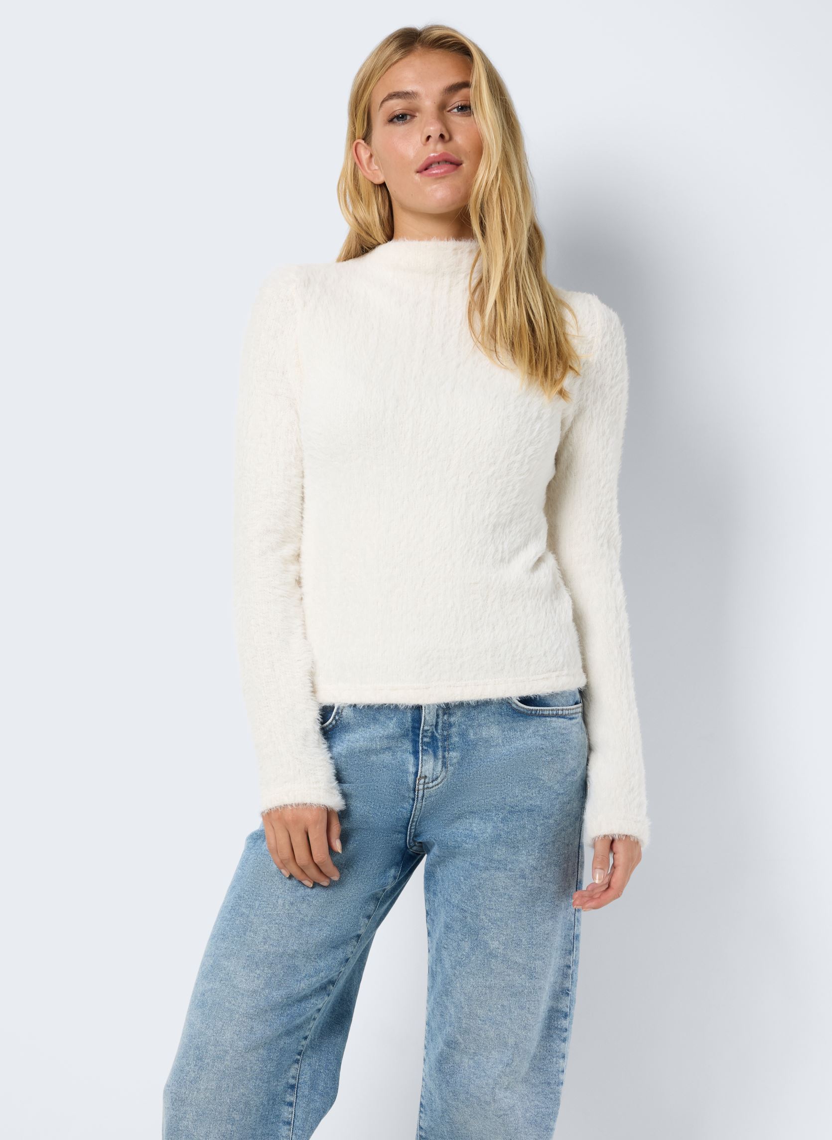Pullover NMFLUFFY LS FUNNEL NECK JRS damen beige Noisy May Pullover NMFLUFFY LS FUNNEL NECK JRS damen beige Eggnog