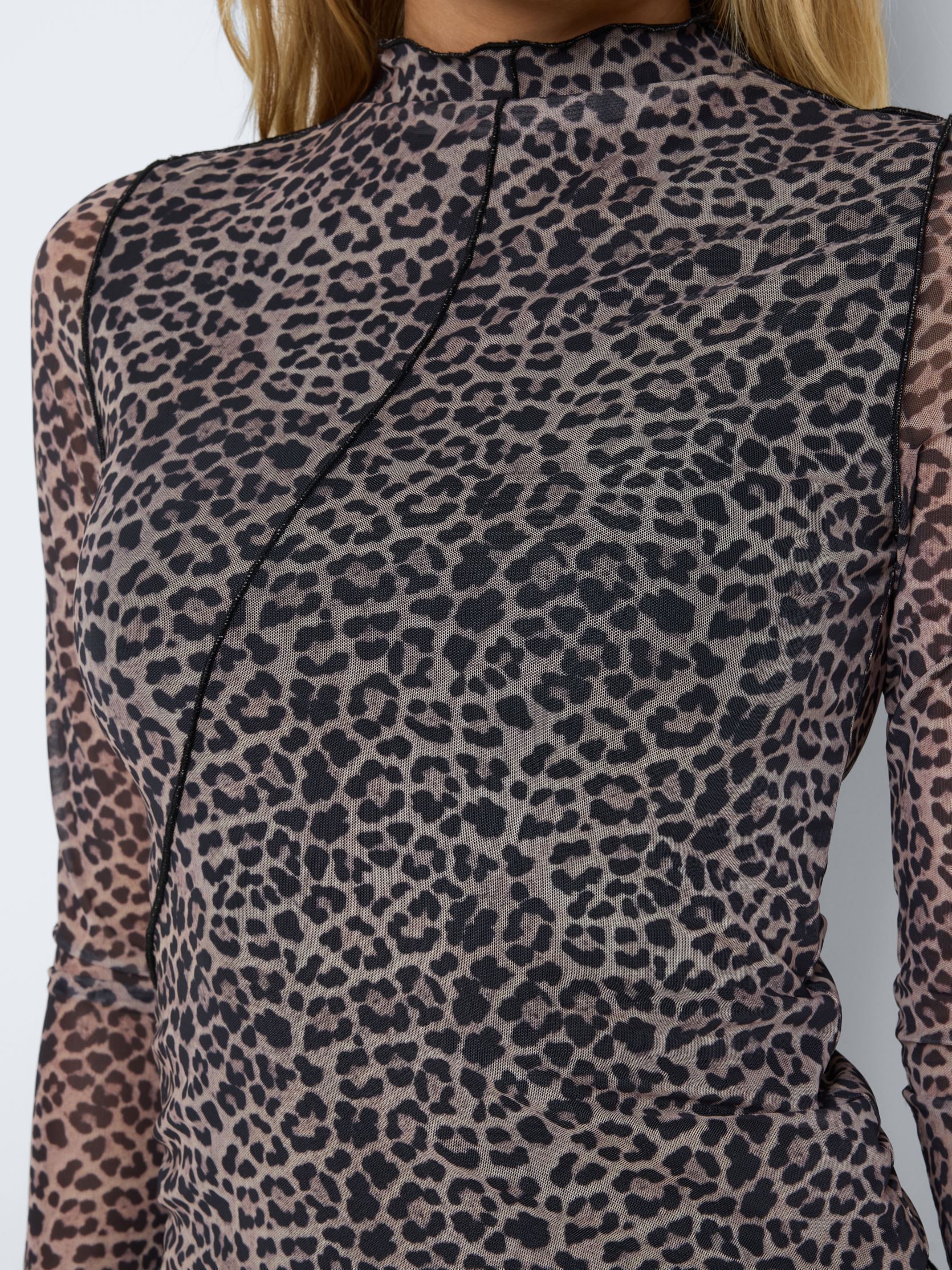 Langarm-T-Shirts NMSTEFFI LS HIGH NECK MESH TOP JRS damen braun Noisy May Langarm-T-Shirts NMSTEFFI LS HIGH NECK MESH TOP JRS damen braun Oatmeal