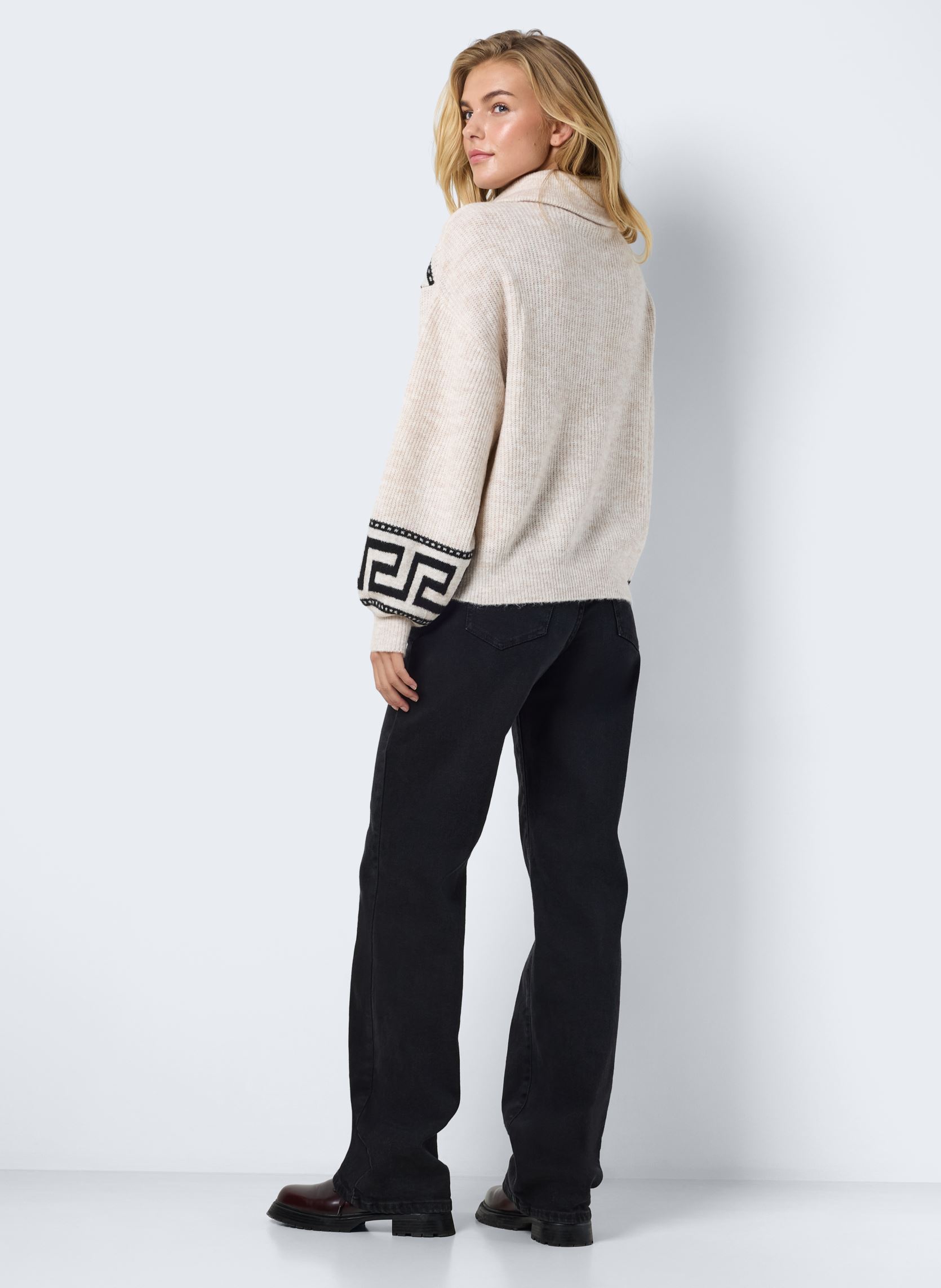 Pullover NMBALA L/S HIGH NECK ZIP KNIT damen beige Noisy May Pullover NMBALA L/S HIGH NECK ZIP KNIT damen beige BIRCH