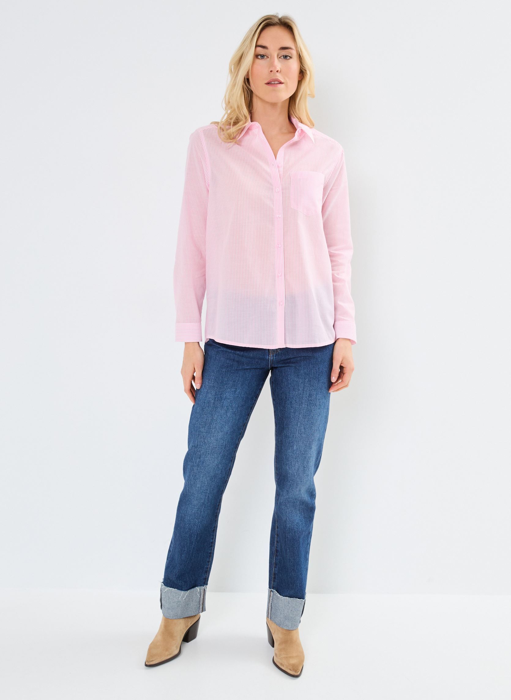 Wijde jeans / Flared Jeans NMSANJA NW STRAIGHT FOLD UP JEAN AZ382DB dames blauw Noisy May Wijde jeans / Flared Jeans NMSANJA NW STRAIGHT FOLD UP JEAN AZ382DB dames blauw Dark Blue Denim