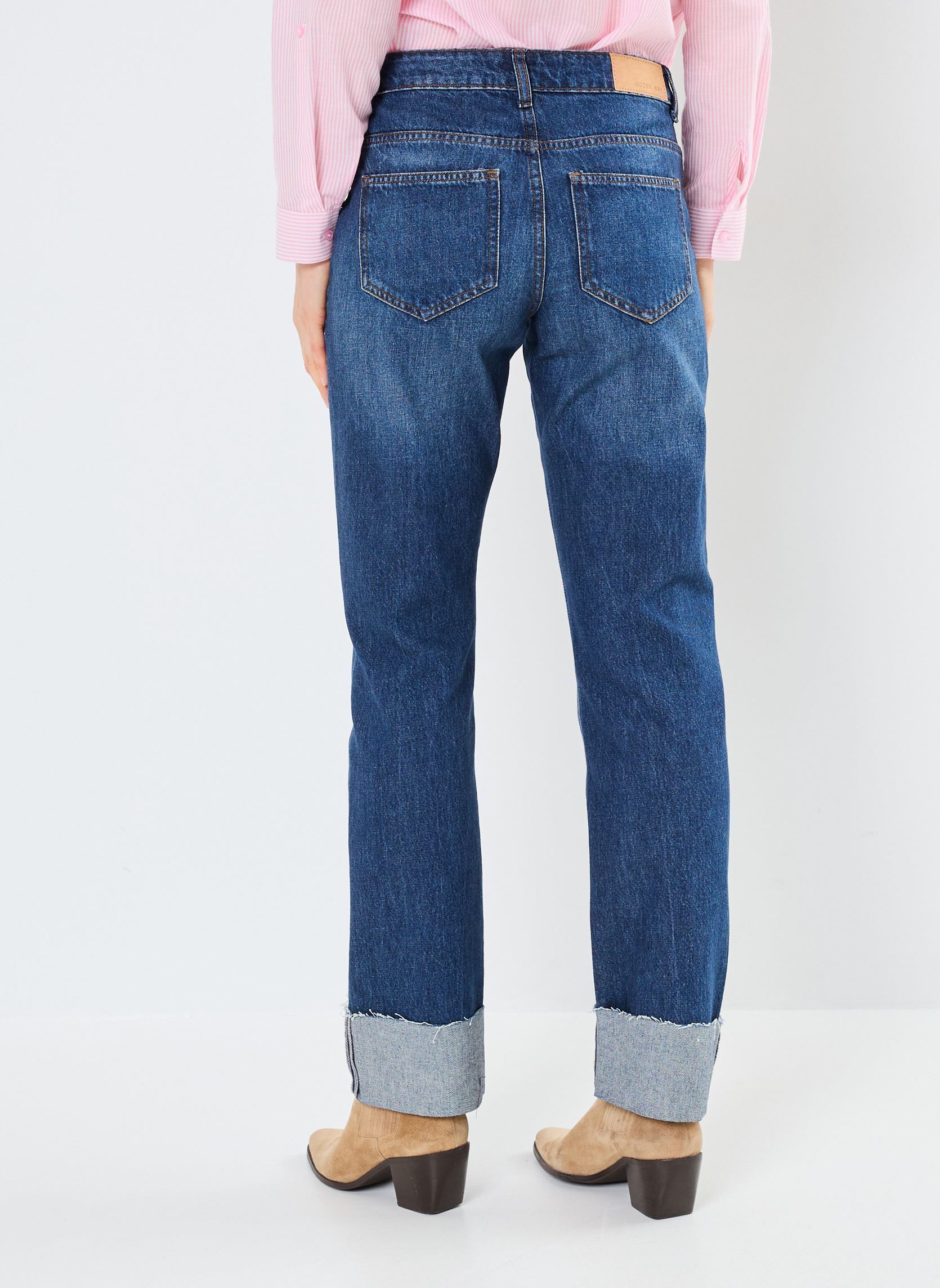 Wijde jeans / Flared Jeans NMSANJA NW STRAIGHT FOLD UP JEAN AZ382DB dames blauw Noisy May Wijde jeans / Flared Jeans NMSANJA NW STRAIGHT FOLD UP JEAN AZ382DB dames blauw Dark Blue Denim