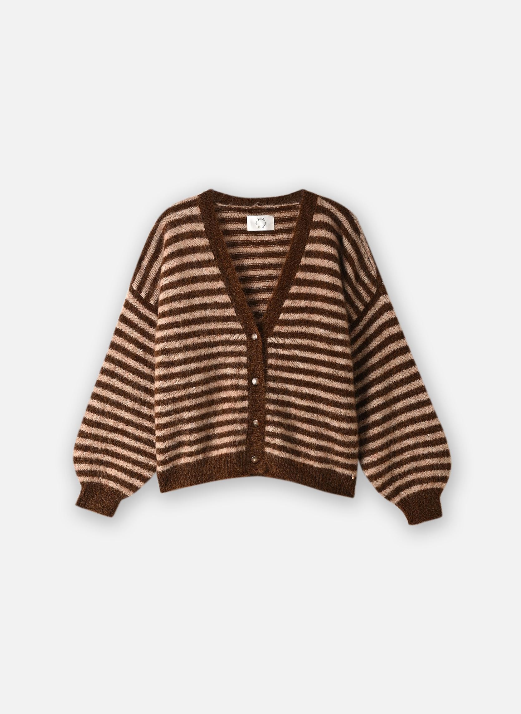 Gilets Alvaro femme marron Des Petits Hauts Gilets Alvaro femme marron COGNAC CHINÉ/BLUSH CHINÉ