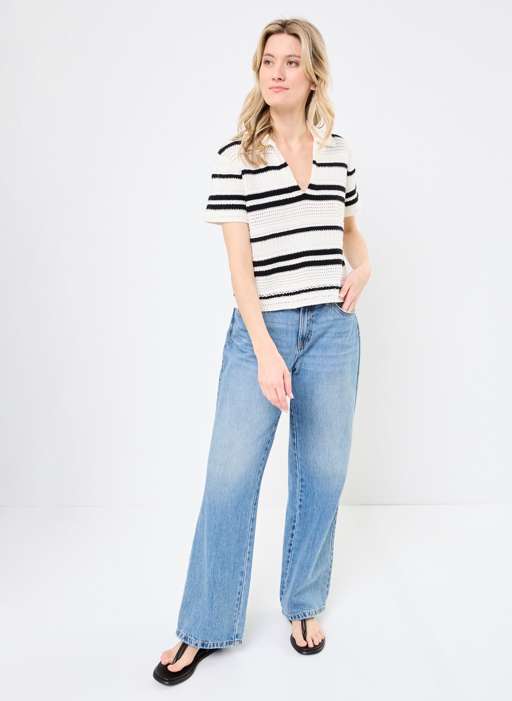 Pulls DEMBO femme beige Des Petits Hauts Pulls DEMBO femme beige CREME/NOIR