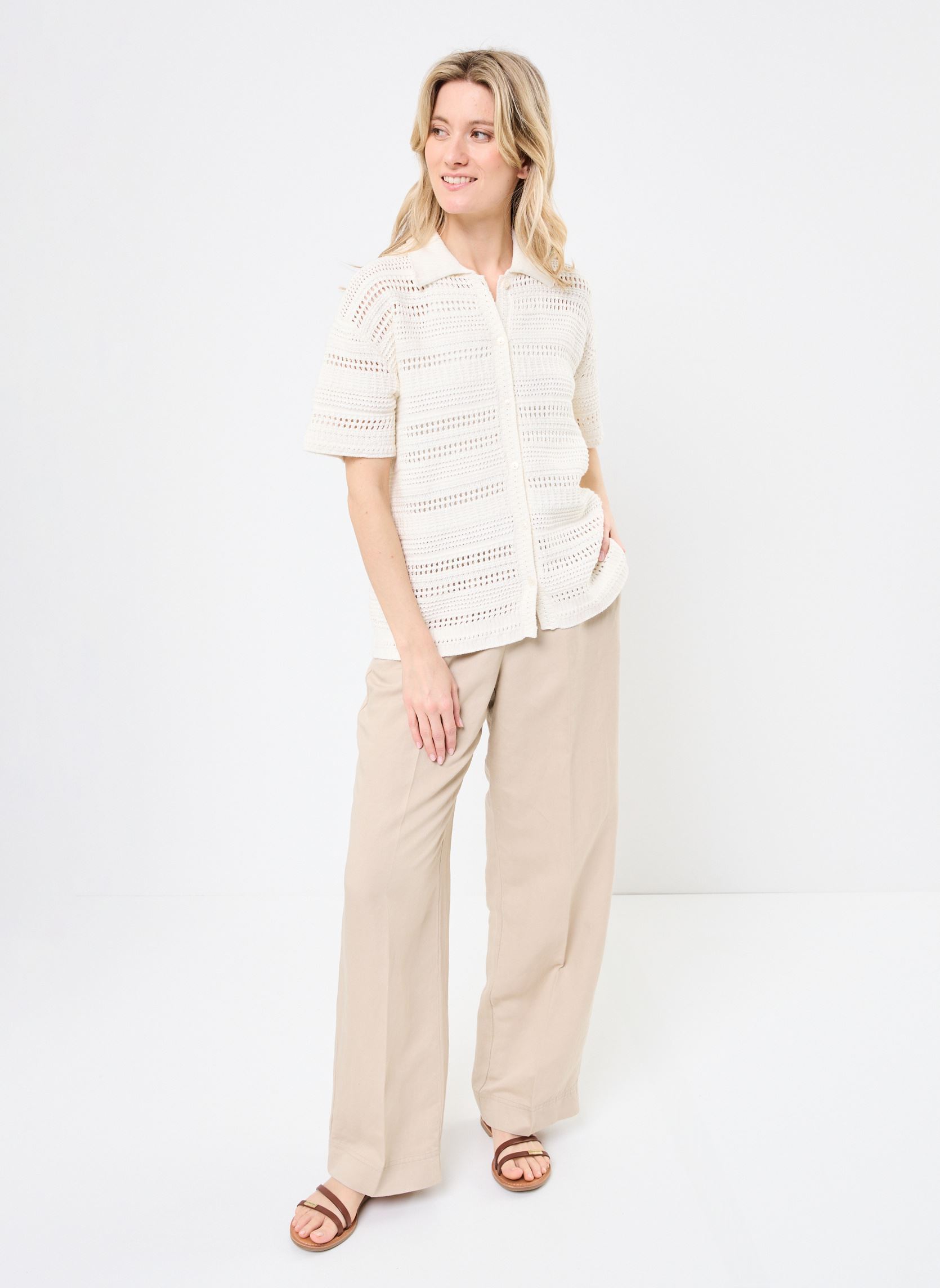 Gilets DEXTER femme beige Des Petits Hauts Gilets DEXTER femme beige Creme