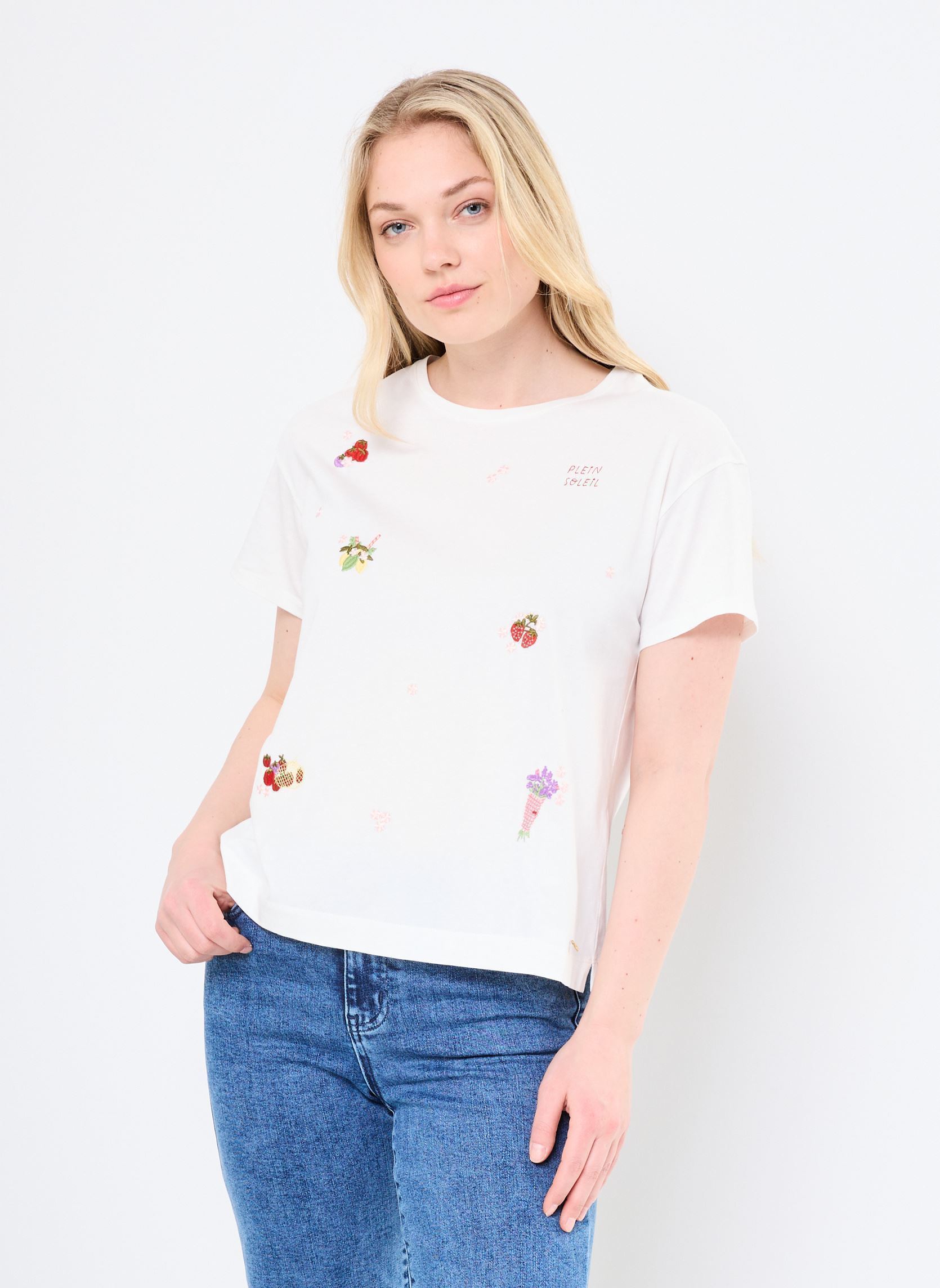 Tee-shirts manches courtes GAMOS femme blanc Des Petits Hauts Tee-shirts manches courtes GAMOS femme blanc Ecru