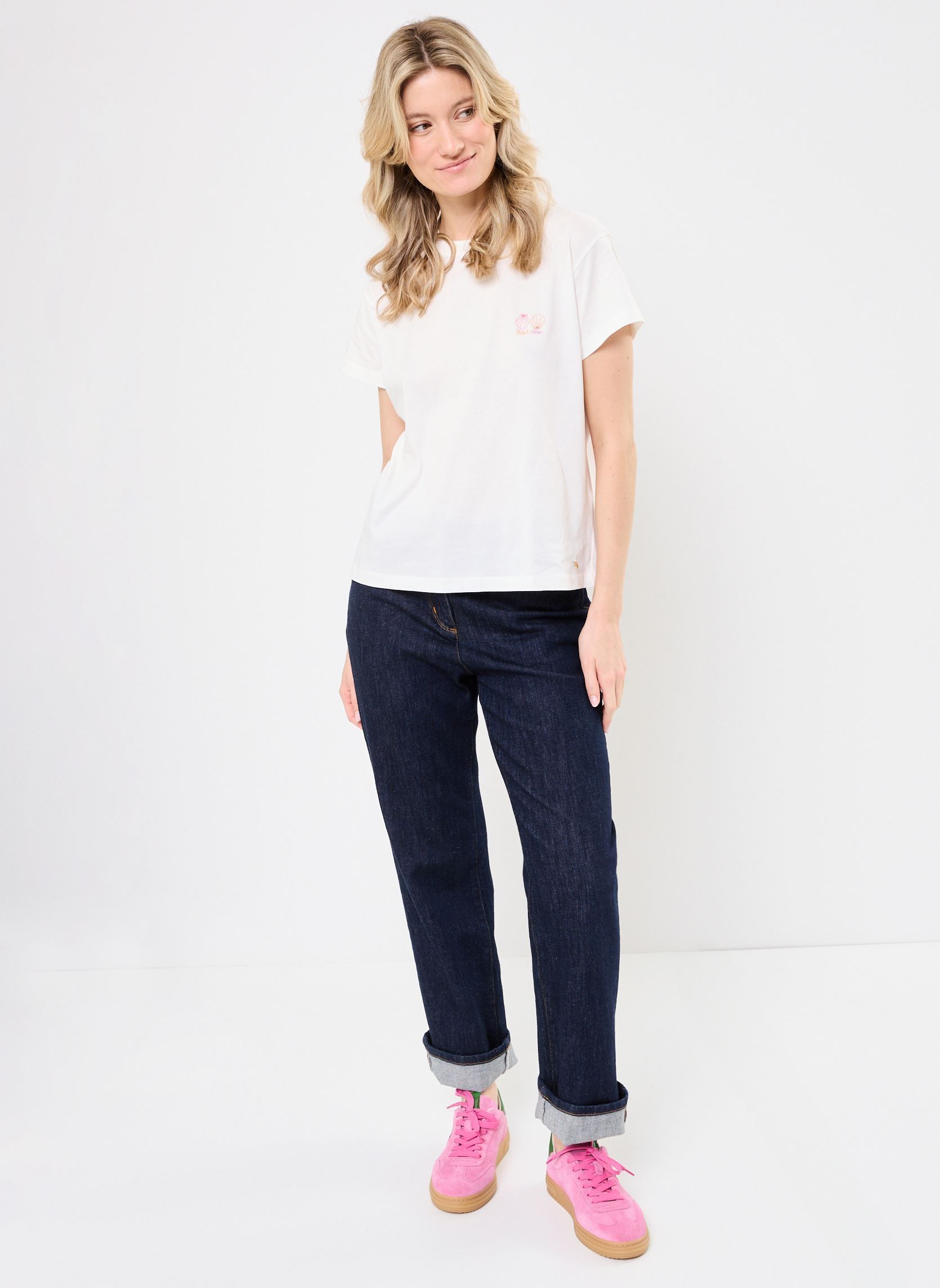Tee-shirts manches courtes GAZO femme blanc Des Petits Hauts Tee-shirts manches courtes GAZO femme blanc Ecru