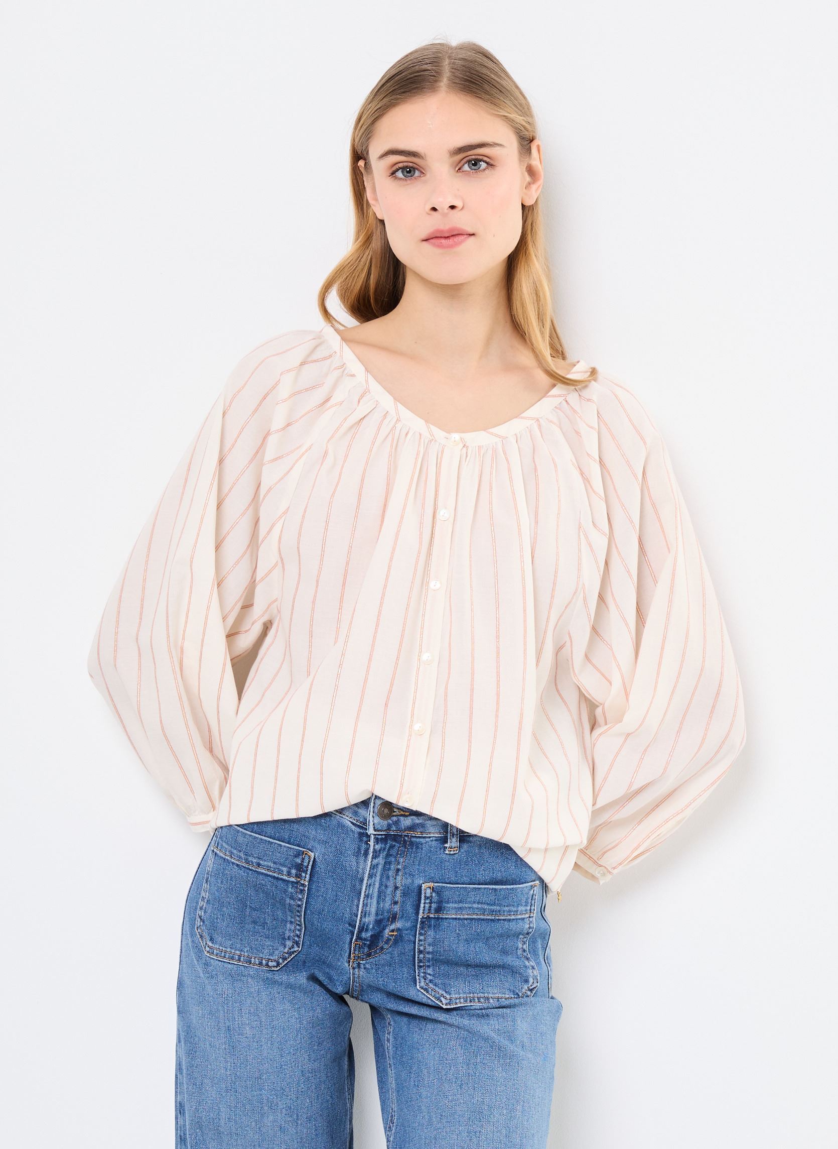 Blusas de manga larga TINA mujer blanco Des Petits Hauts Blusas de manga larga TINA mujer blanco AVOINE