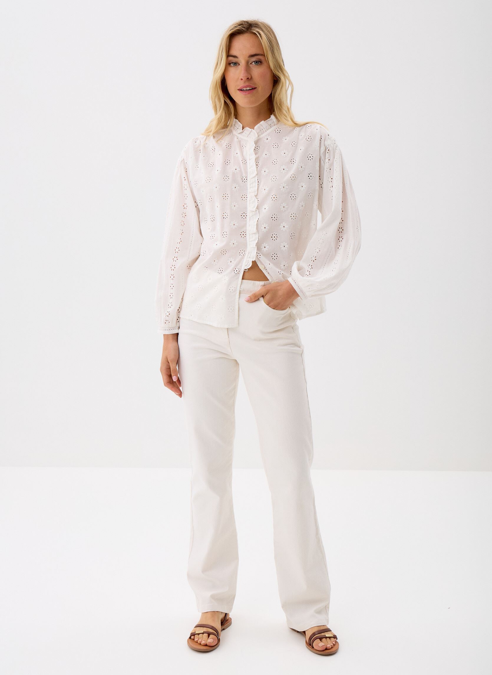 Blouses met lange mouwen SATINE dames wit Des Petits Hauts Blouses met lange mouwen SATINE dames wit ECRU