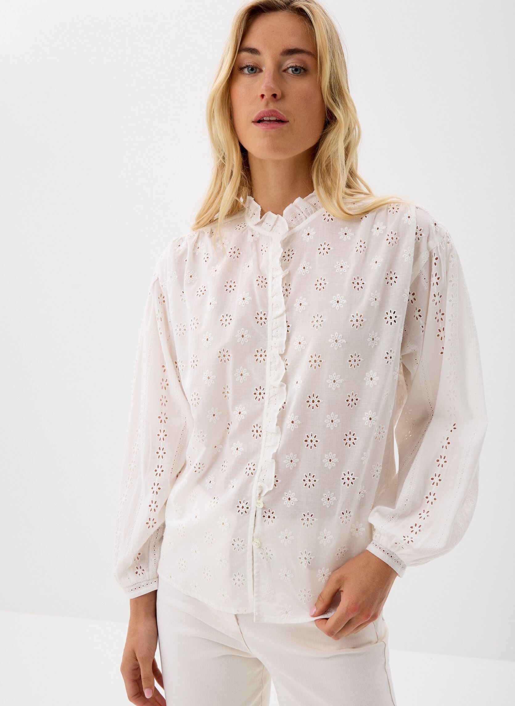 Blouses met lange mouwen SATINE dames wit Des Petits Hauts Blouses met lange mouwen SATINE dames wit ECRU