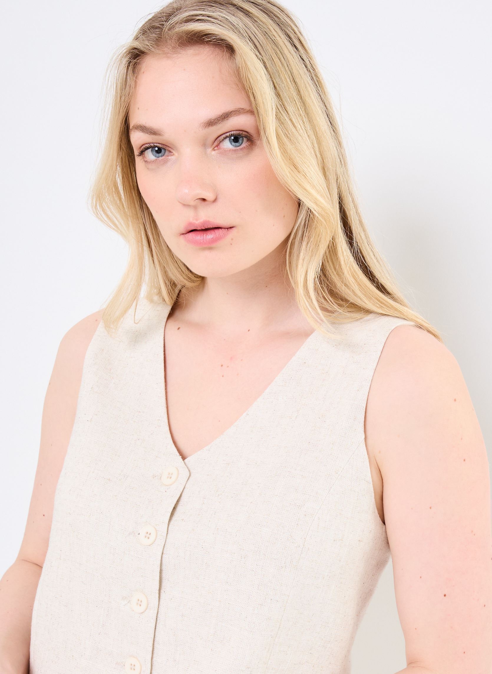 Strickjacken und Westen PL276DP damen beige Lili Sidonio Strickjacken und Westen PL276DP damen beige LIGHT BEIGE