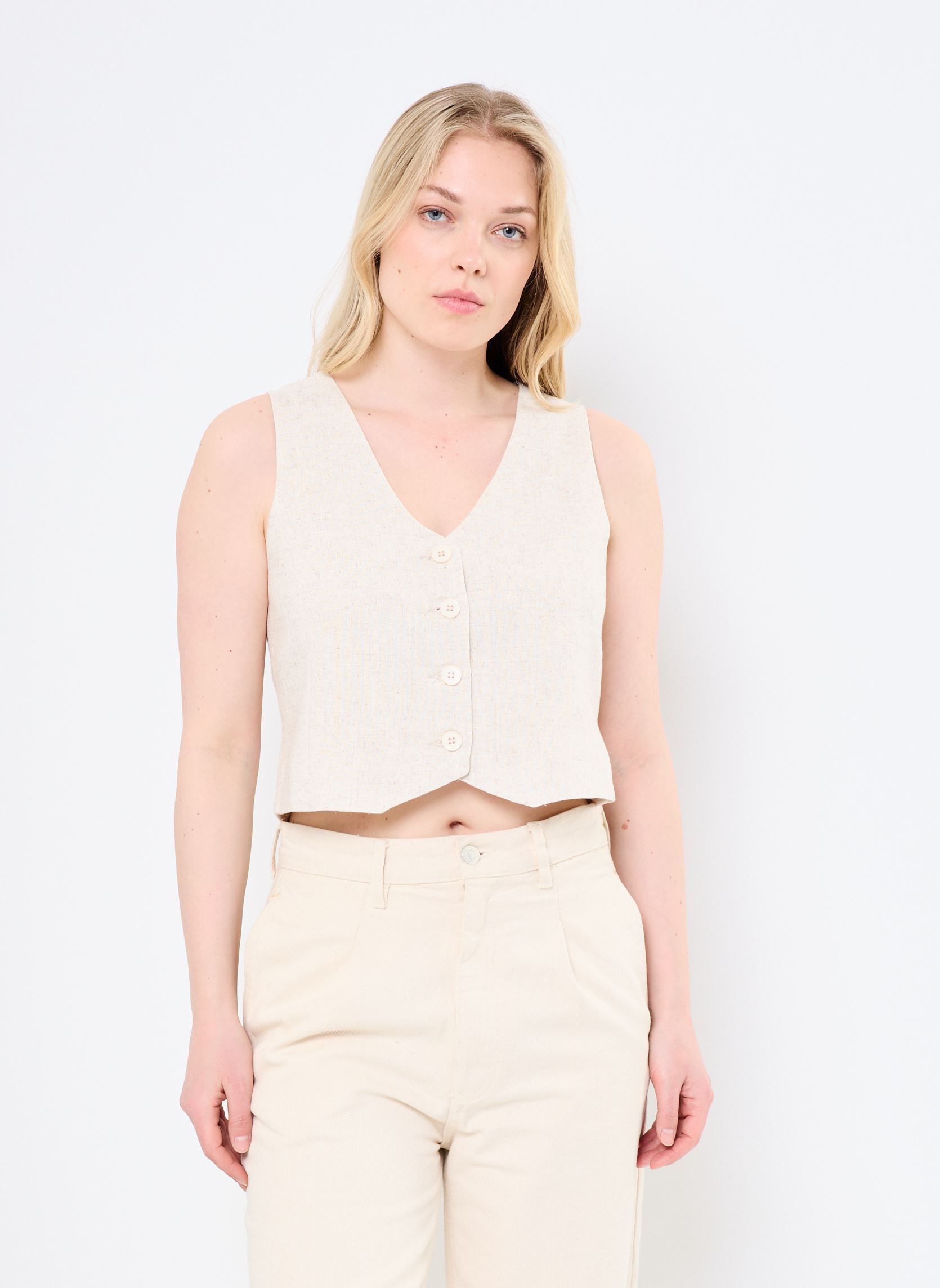 Strickjacken und Westen PL276DP damen beige Lili Sidonio Strickjacken und Westen PL276DP damen beige LIGHT BEIGE