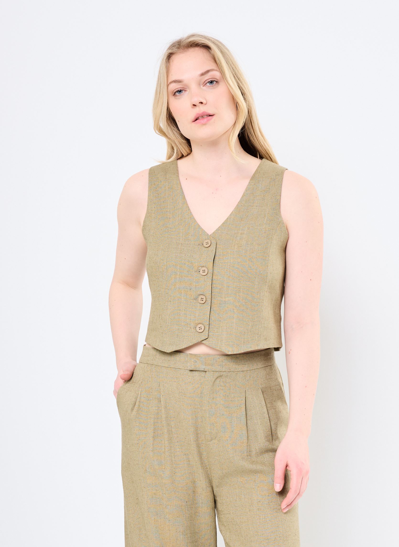 Gilets PL276DP femme vert Lili Sidonio Gilets PL276DP femme vert KHAKI
