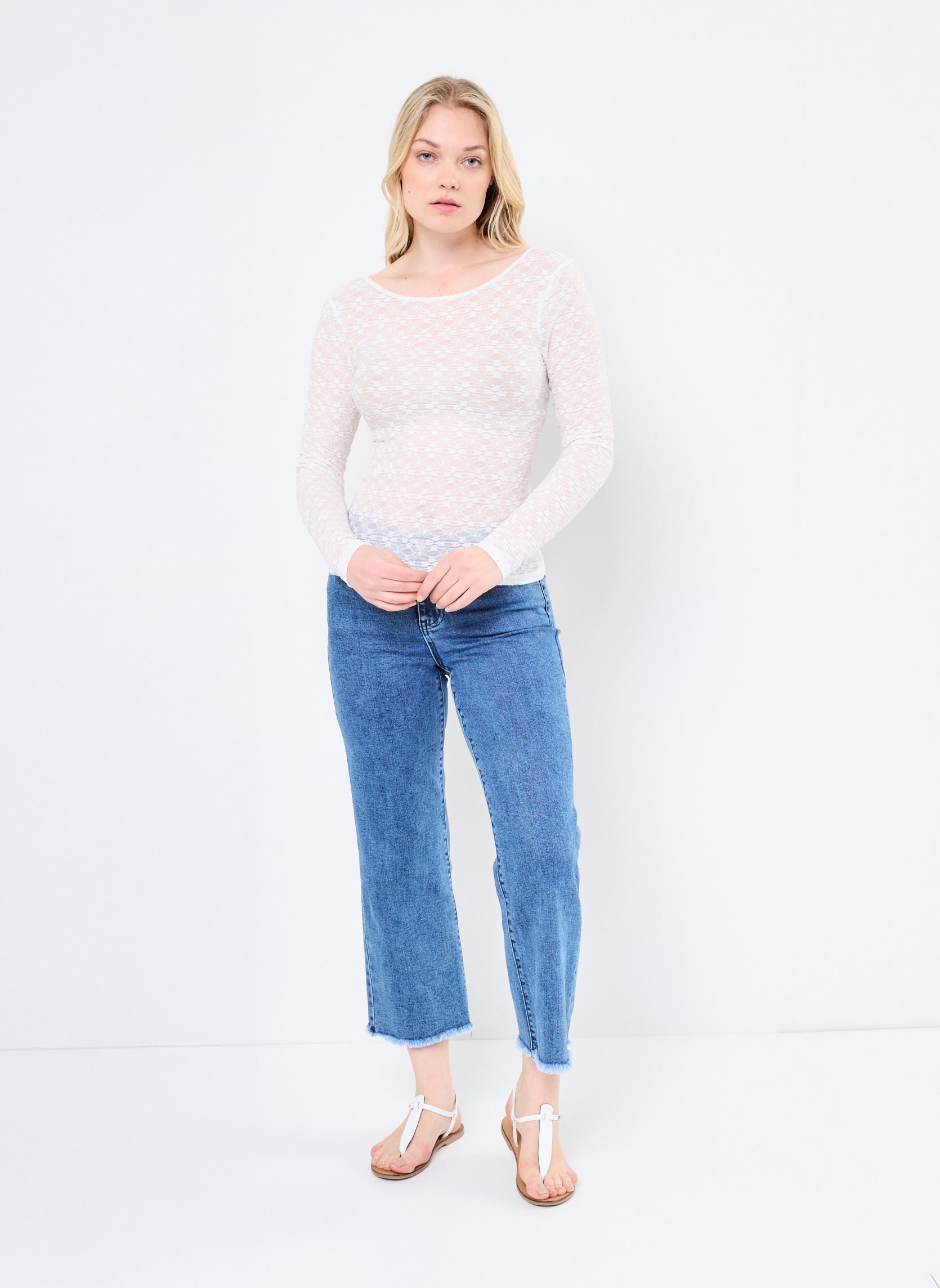 Tee-shirts manches longues GL706DP femme blanc Lili Sidonio Tee-shirts manches longues GL706DP femme blanc WHITE