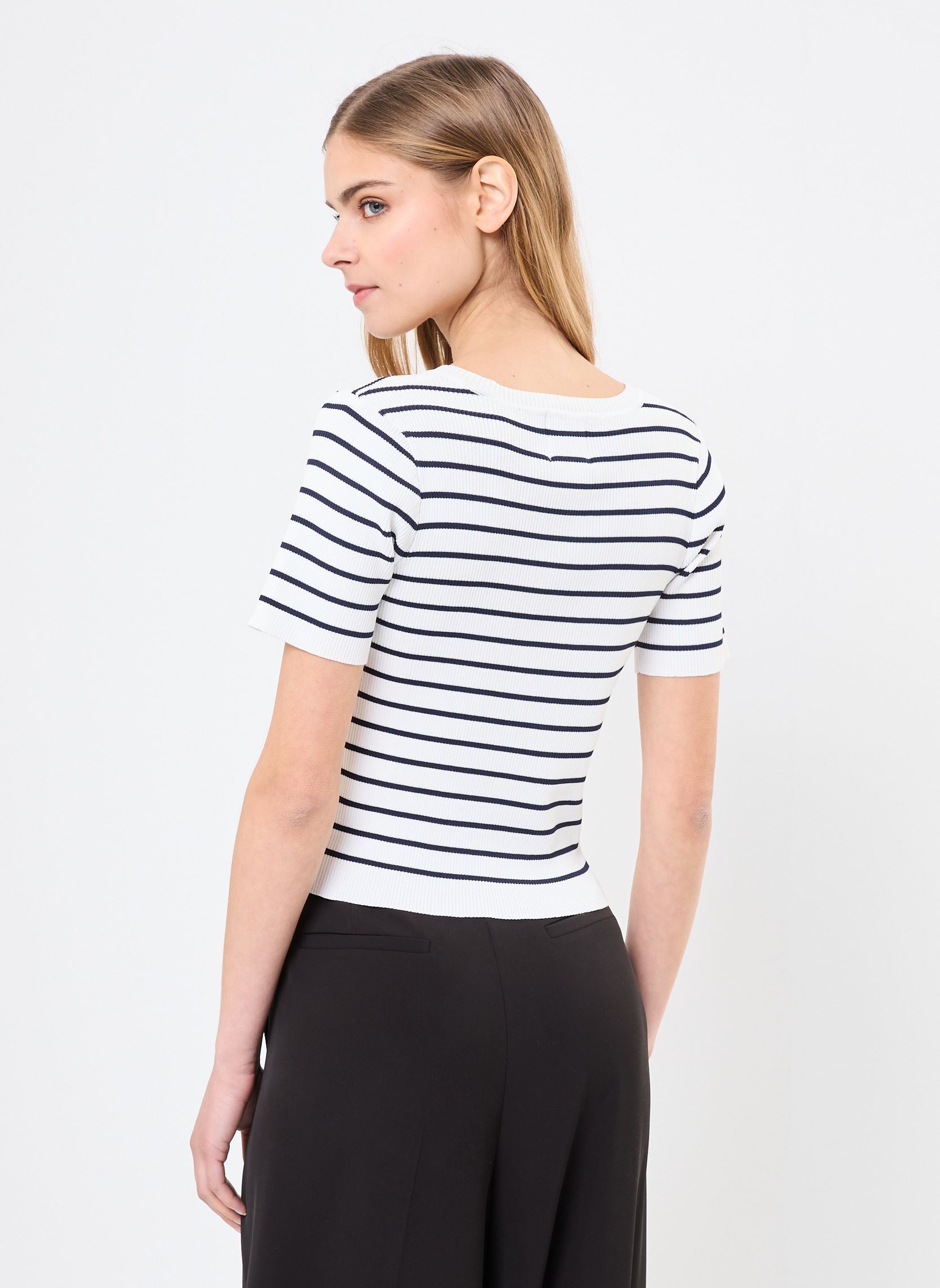 Tee-shirts manches courtes LAL553BDP femme multicolore Lili Sidonio Tee-shirts manches courtes LAL553BDP femme multicolore OFFWHITE/NAVY BLUE