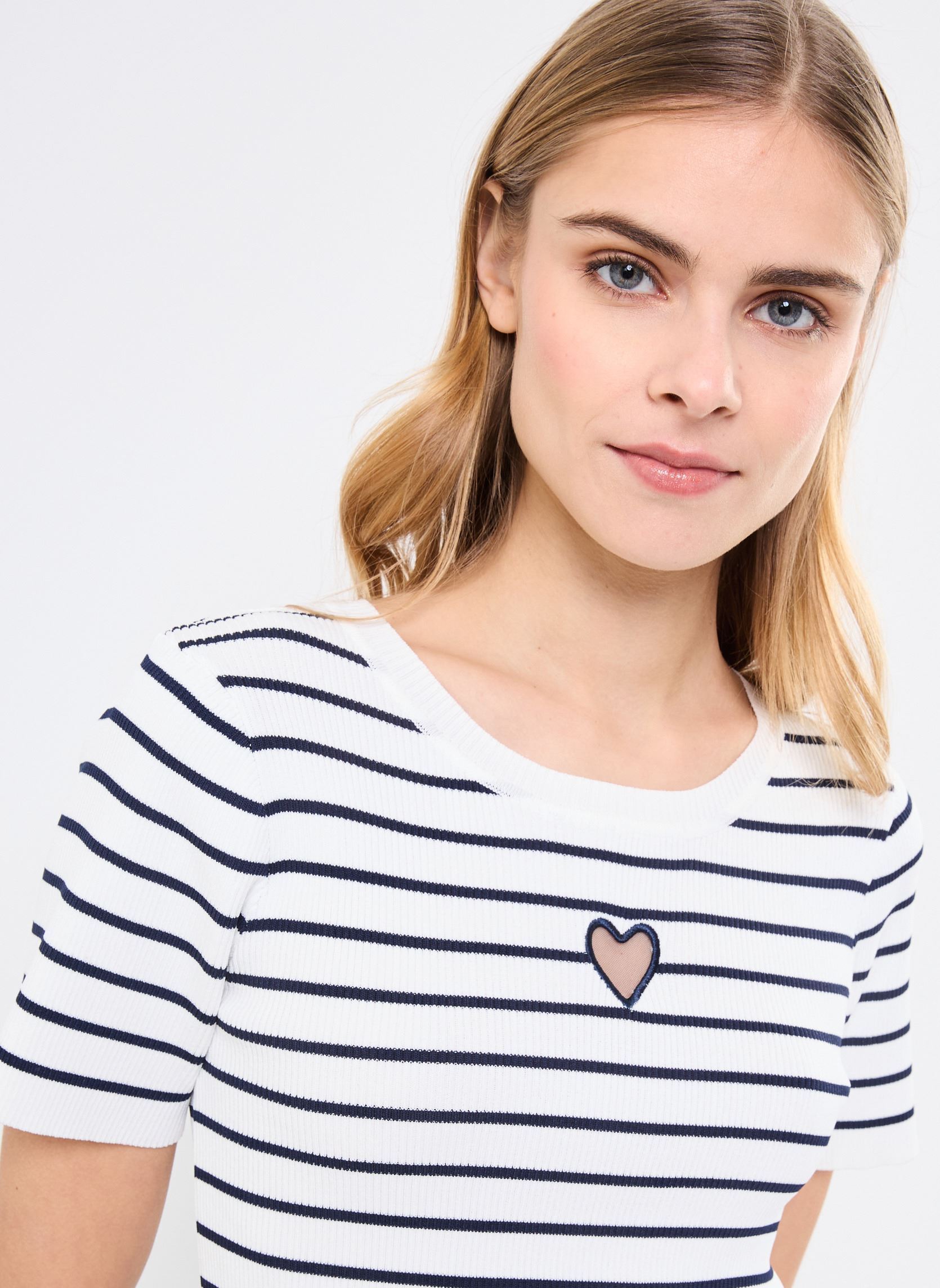 Tee-shirts manches courtes LAL553BDP femme multicolore Lili Sidonio Tee-shirts manches courtes LAL553BDP femme multicolore OFFWHITE/NAVY BLUE