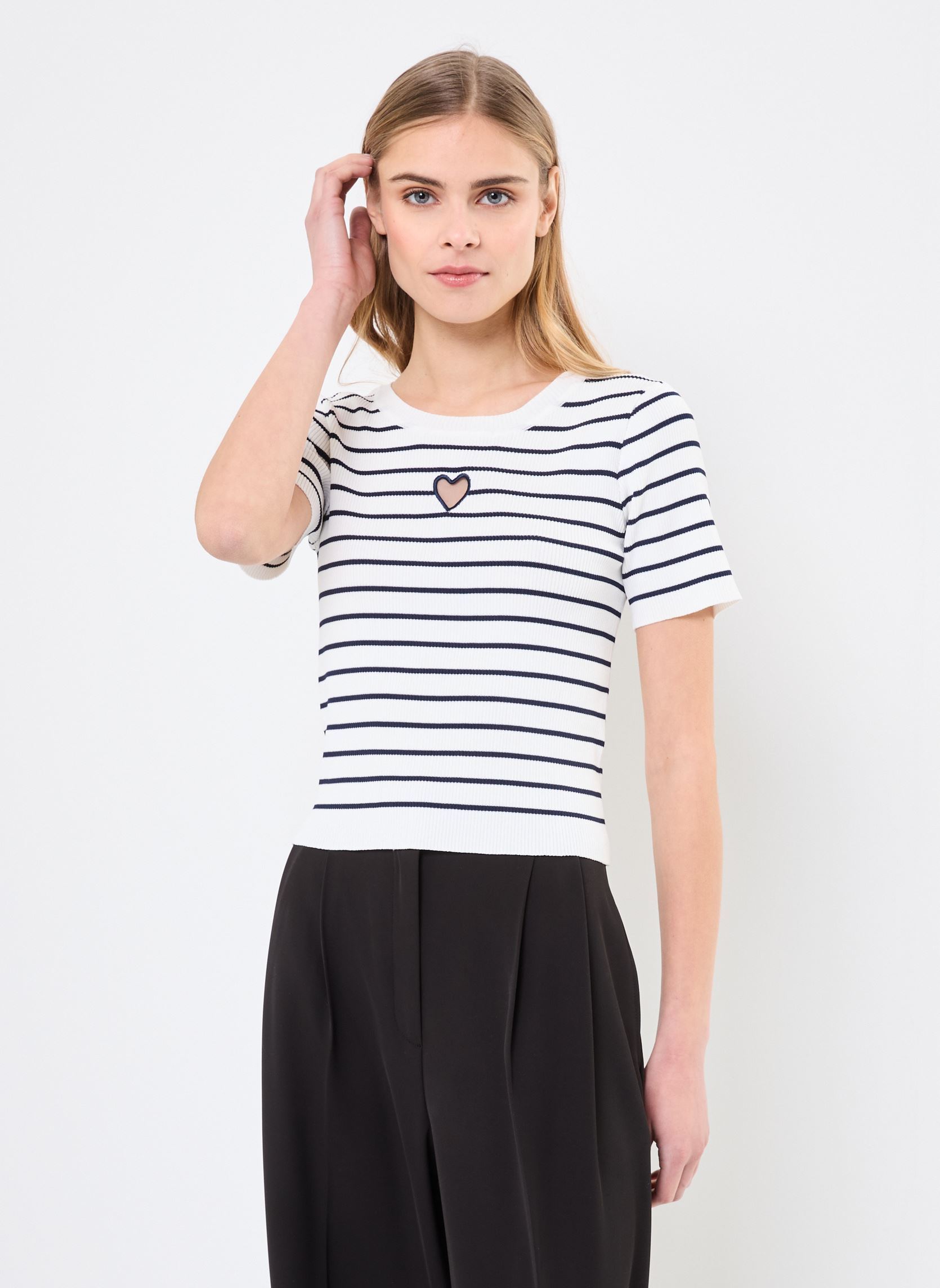 Tee-shirts manches courtes LAL553BDP femme multicolore Lili Sidonio Tee-shirts manches courtes LAL553BDP femme multicolore OFFWHITE/NAVY BLUE