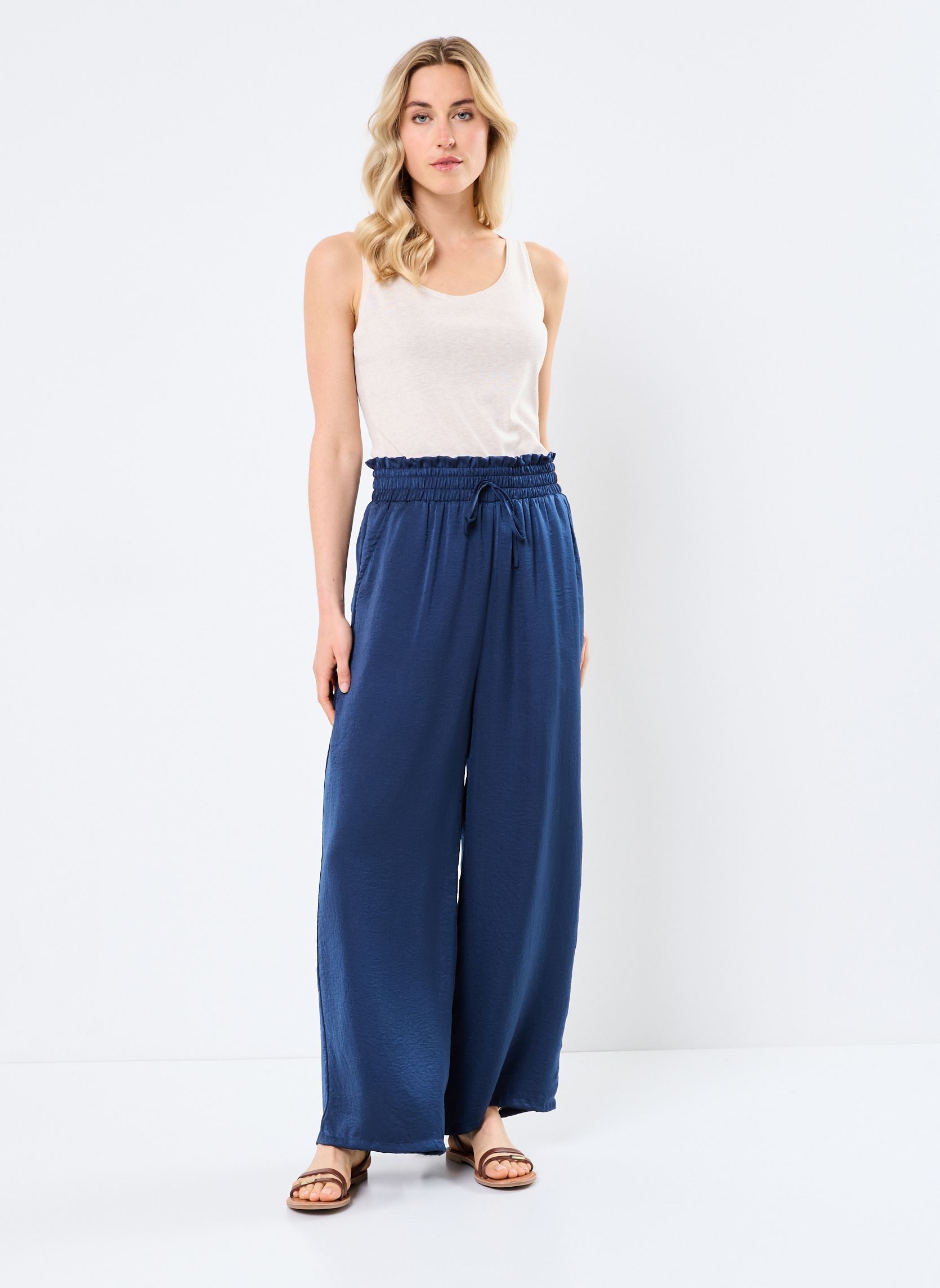 Wijde broeken ML24DP dames blauw Lili Sidonio Wijde broeken ML24DP dames blauw NAVY BLUE