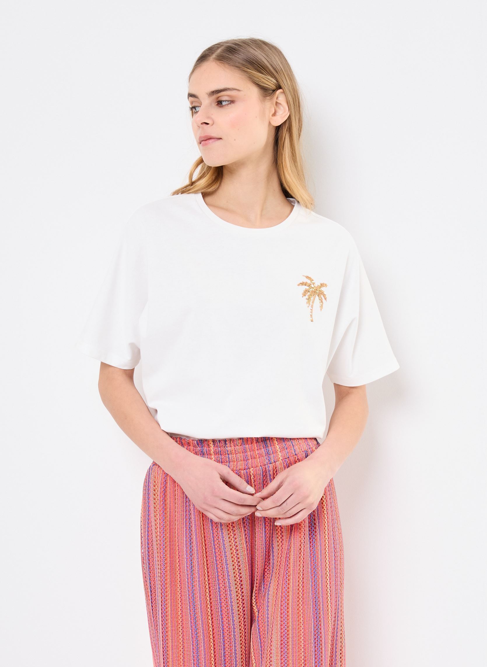 Tee-shirts manches courtes ML58DP femme blanc Lili Sidonio Tee-shirts manches courtes ML58DP femme blanc WHITE