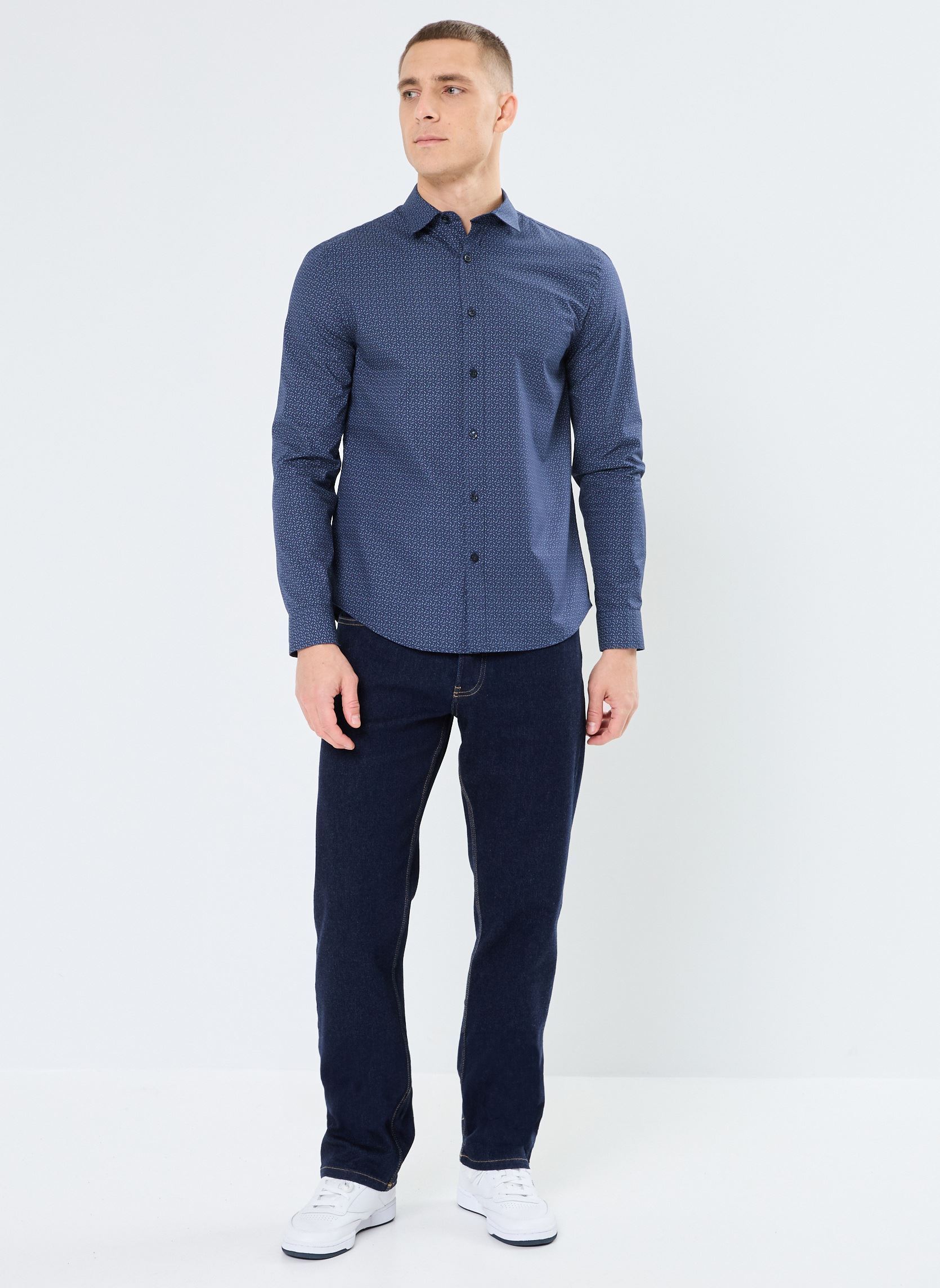 Hemden CFLEURI manches longues herren blau MADE BY Hemden CFLEURI manches longues herren blau MICROLEAF_BLEU GRIS