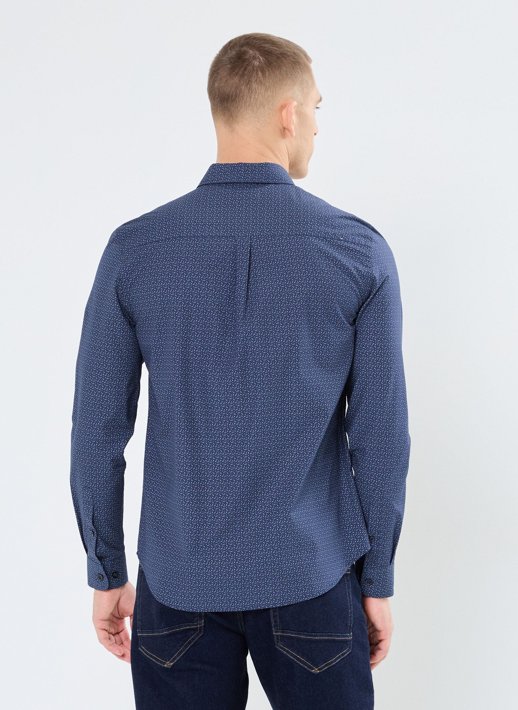 Hemden CFLEURI manches longues herren blau MADE BY Hemden CFLEURI manches longues herren blau MICROLEAF_BLEU GRIS