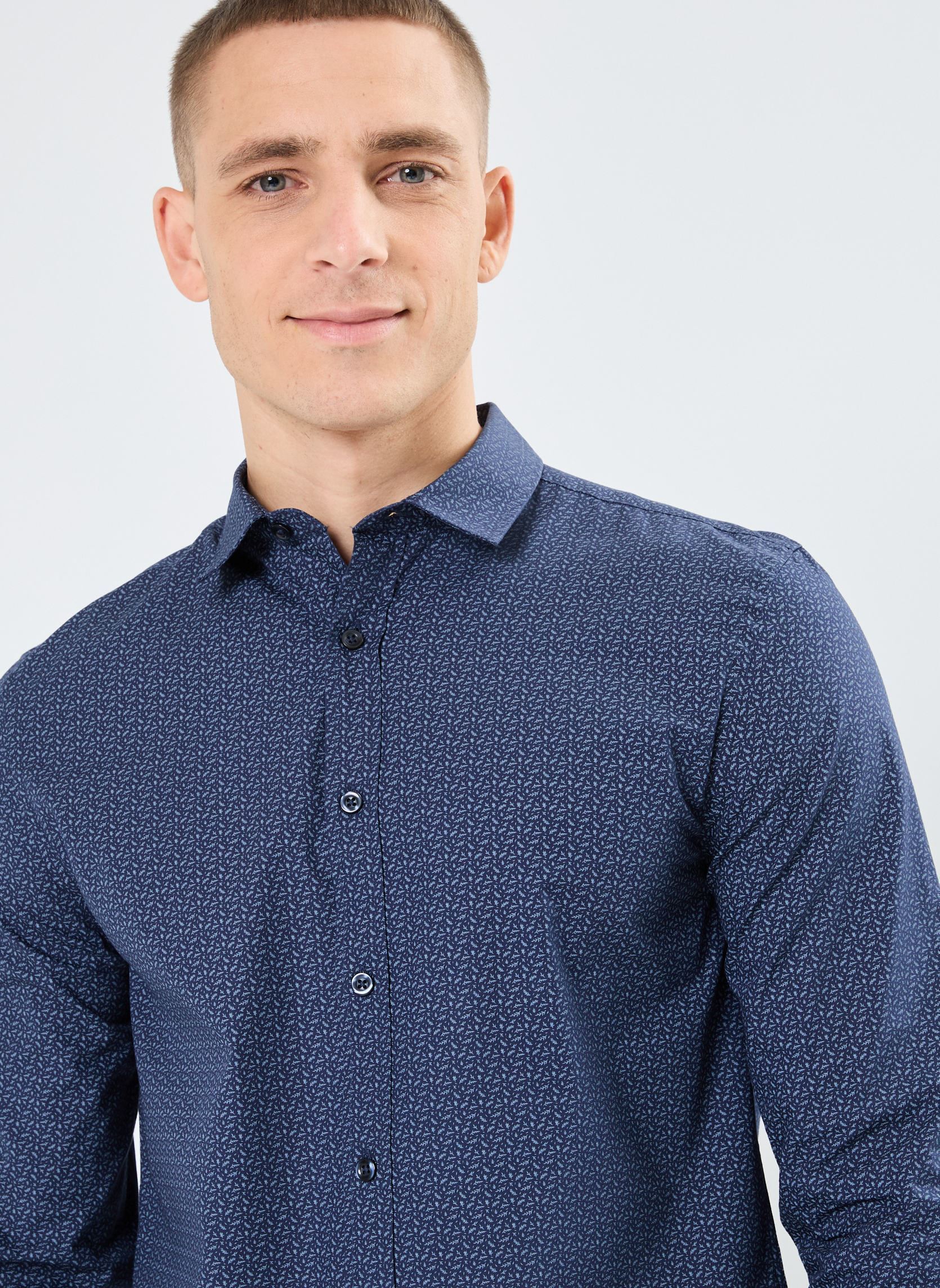 Hemden CFLEURI manches longues herren blau MADE BY Hemden CFLEURI manches longues herren blau MICROLEAF_BLEU GRIS