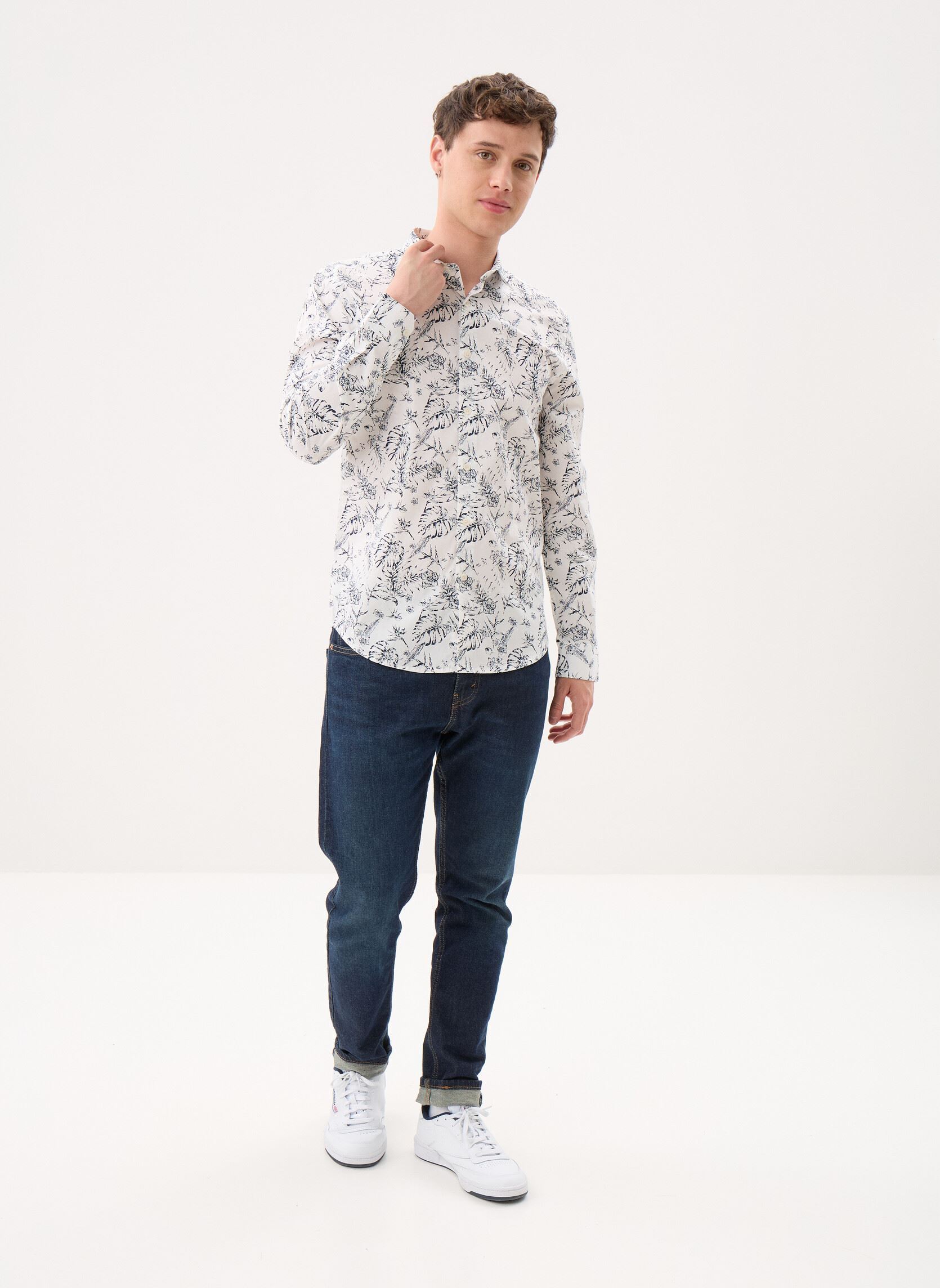 Chemises CAMBRONNE homme bleu MADE BY Chemises CAMBRONNE homme bleu FEUILLES1TONE_MARINE