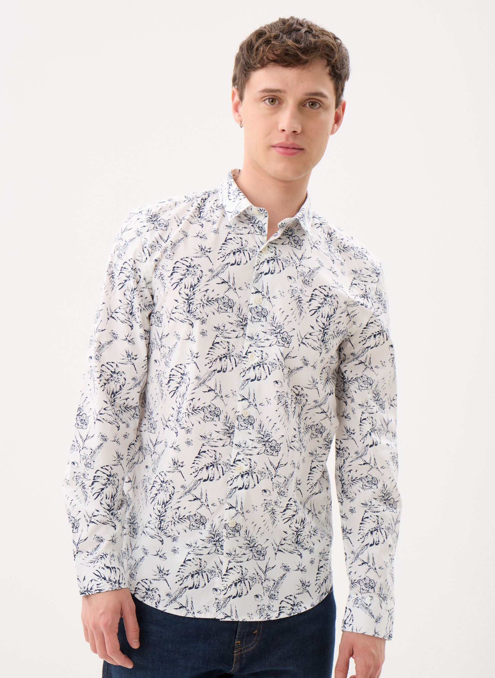 Chemises CAMBRONNE homme bleu MADE BY Chemises CAMBRONNE homme bleu FEUILLES1TONE_MARINE