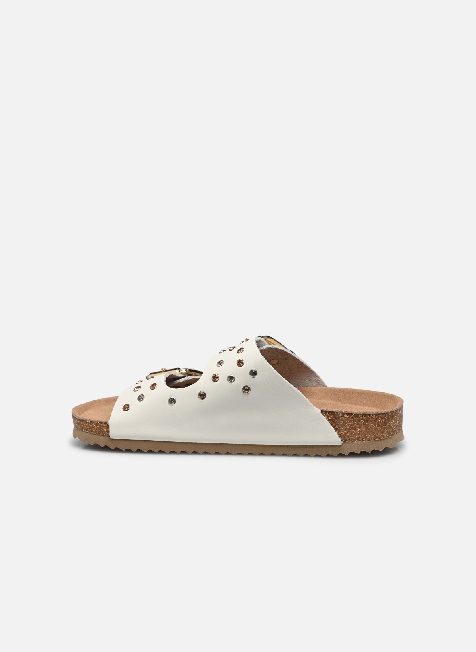 Flache Sandalen Two buckle sandal nubuck stras damen weiß Colors of California Flache Sandalen Two buckle sandal nubuck stras damen weiß WHI