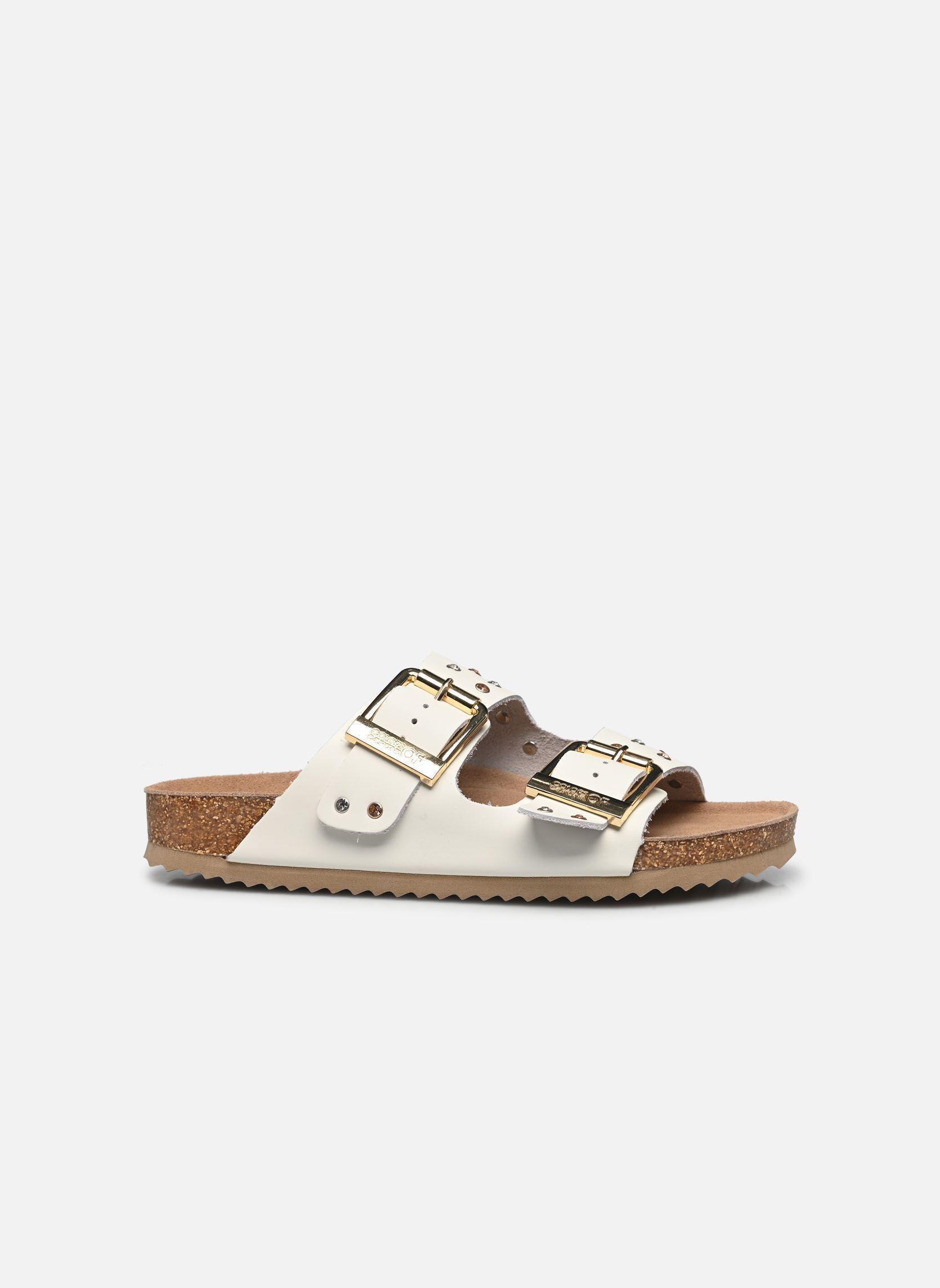 Flache Sandalen Two buckle sandal nubuck stras damen weiß Colors of California Flache Sandalen Two buckle sandal nubuck stras damen weiß WHI