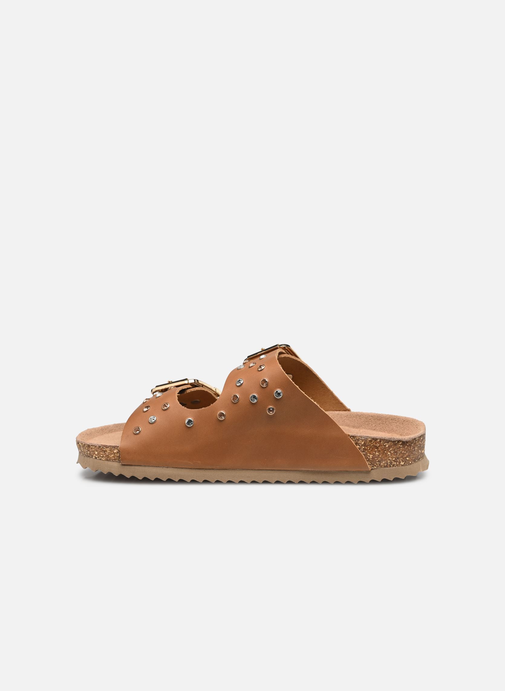 Sandales plates Two buckle sandal nubuck stras femme beige Colors of California Sandales plates Two buckle sandal nubuck stras femme beige NAT
