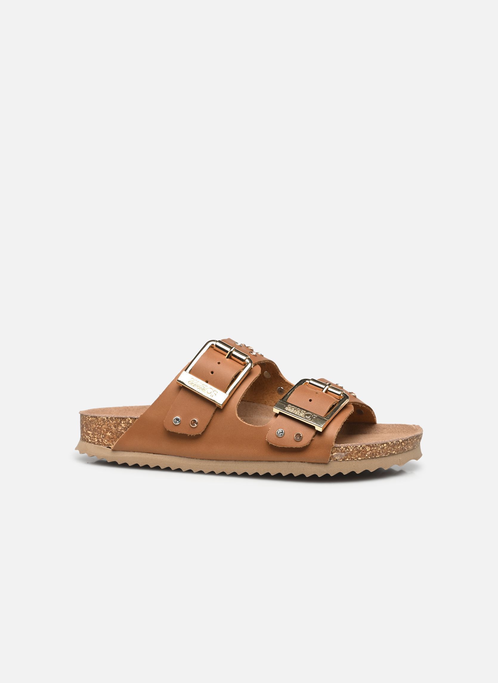 Sandales plates Two buckle sandal nubuck stras femme beige Colors of California Sandales plates Two buckle sandal nubuck stras femme beige NAT