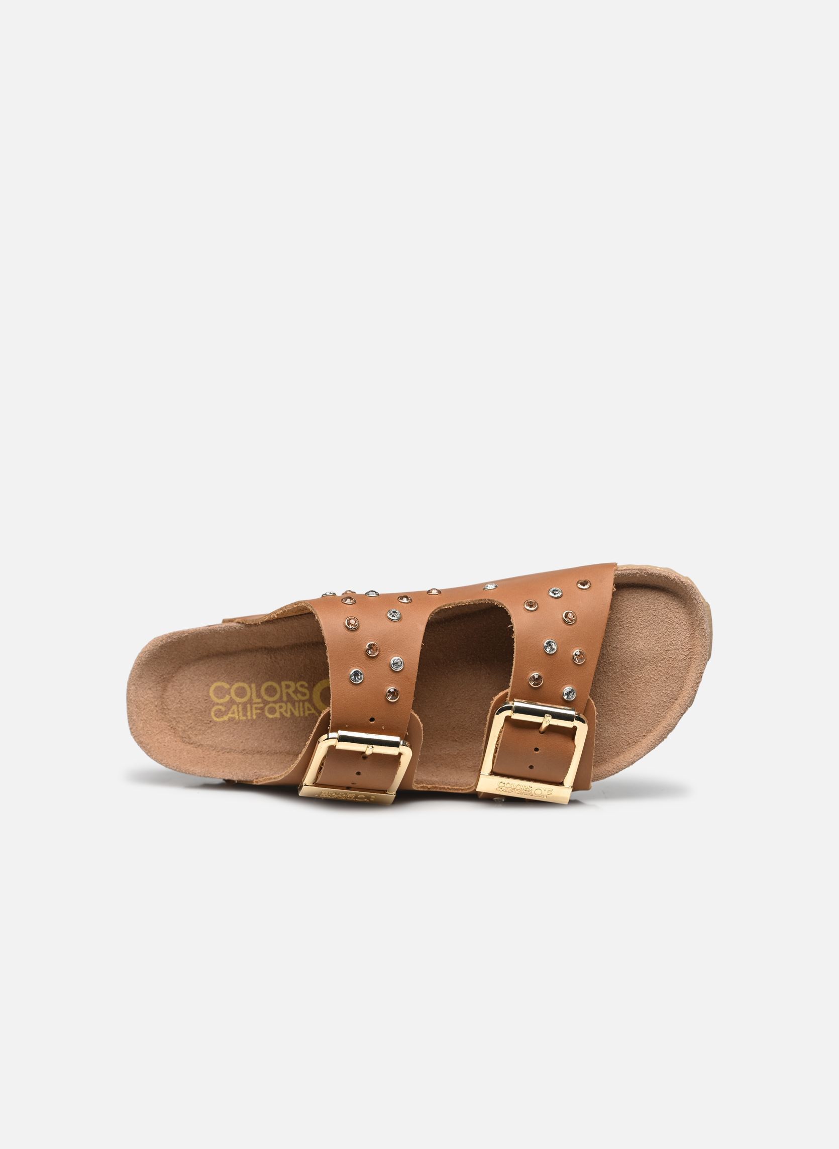 Sandales plates Two buckle sandal nubuck stras femme beige Colors of California Sandales plates Two buckle sandal nubuck stras femme beige NAT