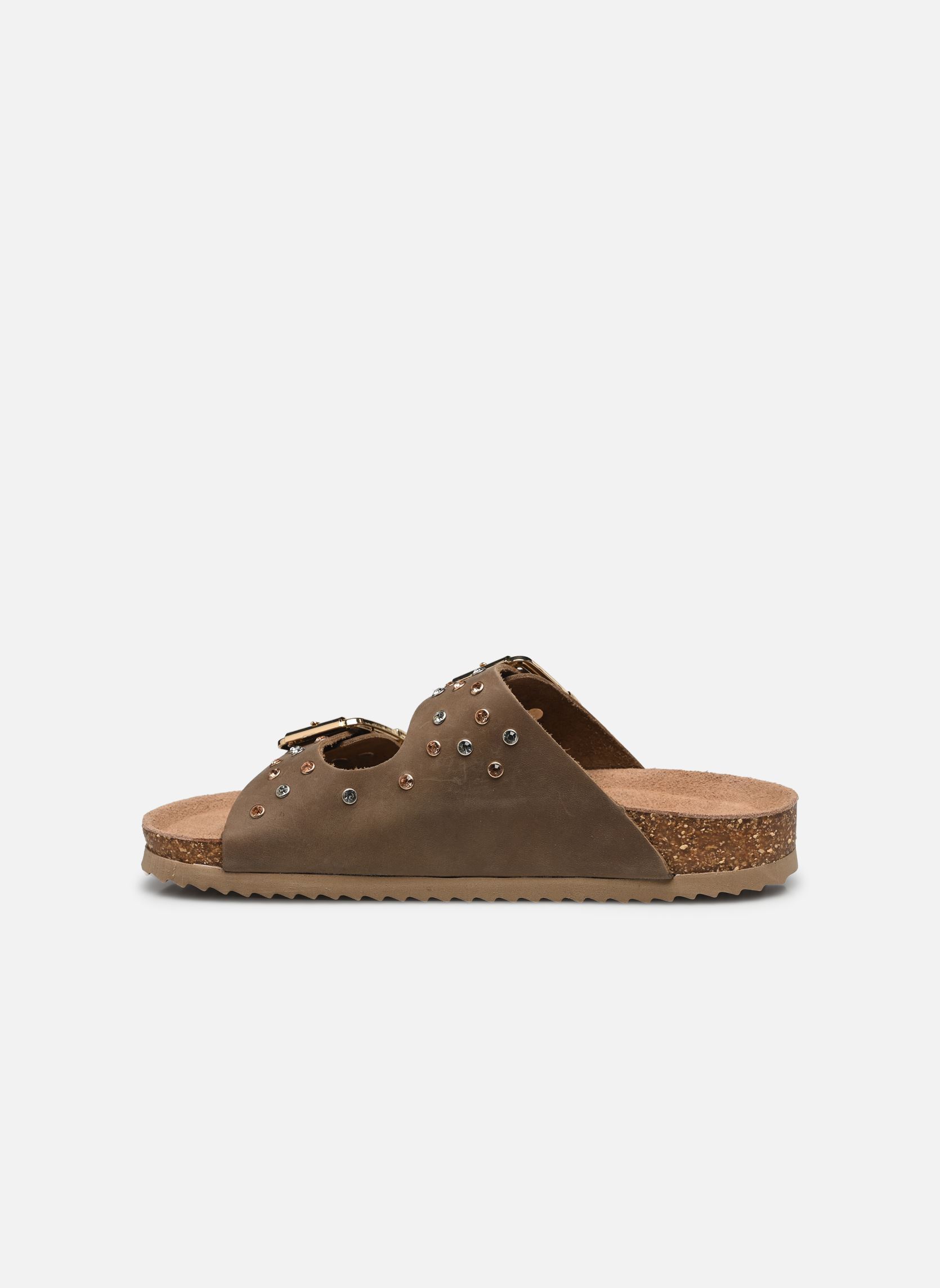 Flache Sandalen Two buckle sandal nubuck stras damen grün Colors of California Flache Sandalen Two buckle sandal nubuck stras damen grün NMIL