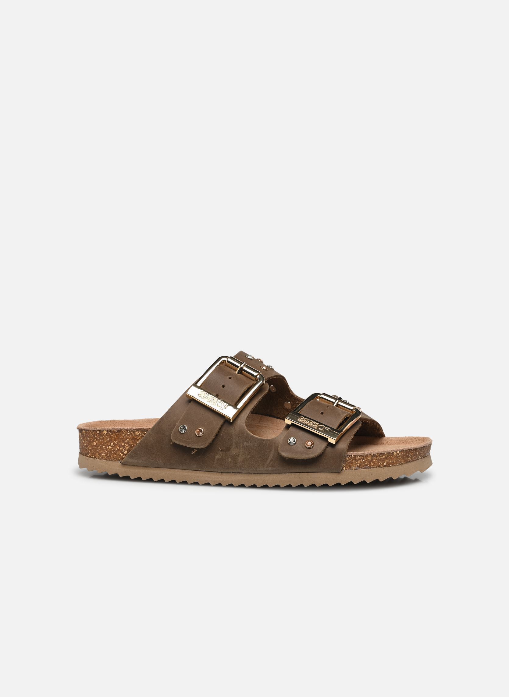 Flache Sandalen Two buckle sandal nubuck stras damen grün Colors of California Flache Sandalen Two buckle sandal nubuck stras damen grün NMIL