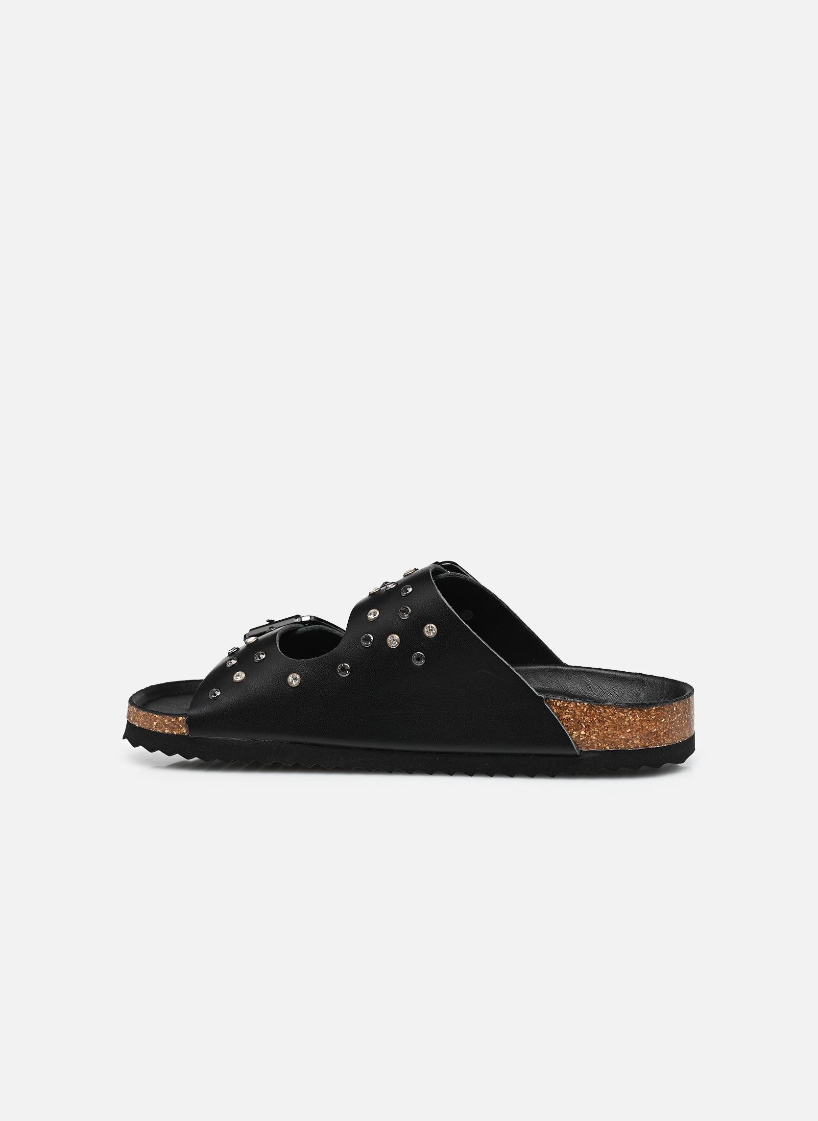 Flache Sandalen Two buckle sandal nubuck stras damen schwarz Colors of California Flache Sandalen Two buckle sandal nubuck stras damen schwarz BLACK