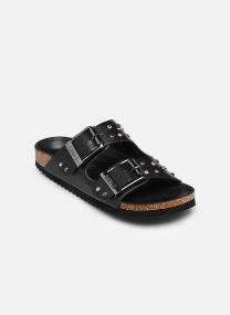 Sandales plates Two buckle sandal nubuck stras femme beige