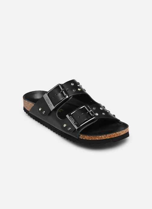 Colors of California Sandales plates Two buckle sandal nubuck stras femme noir