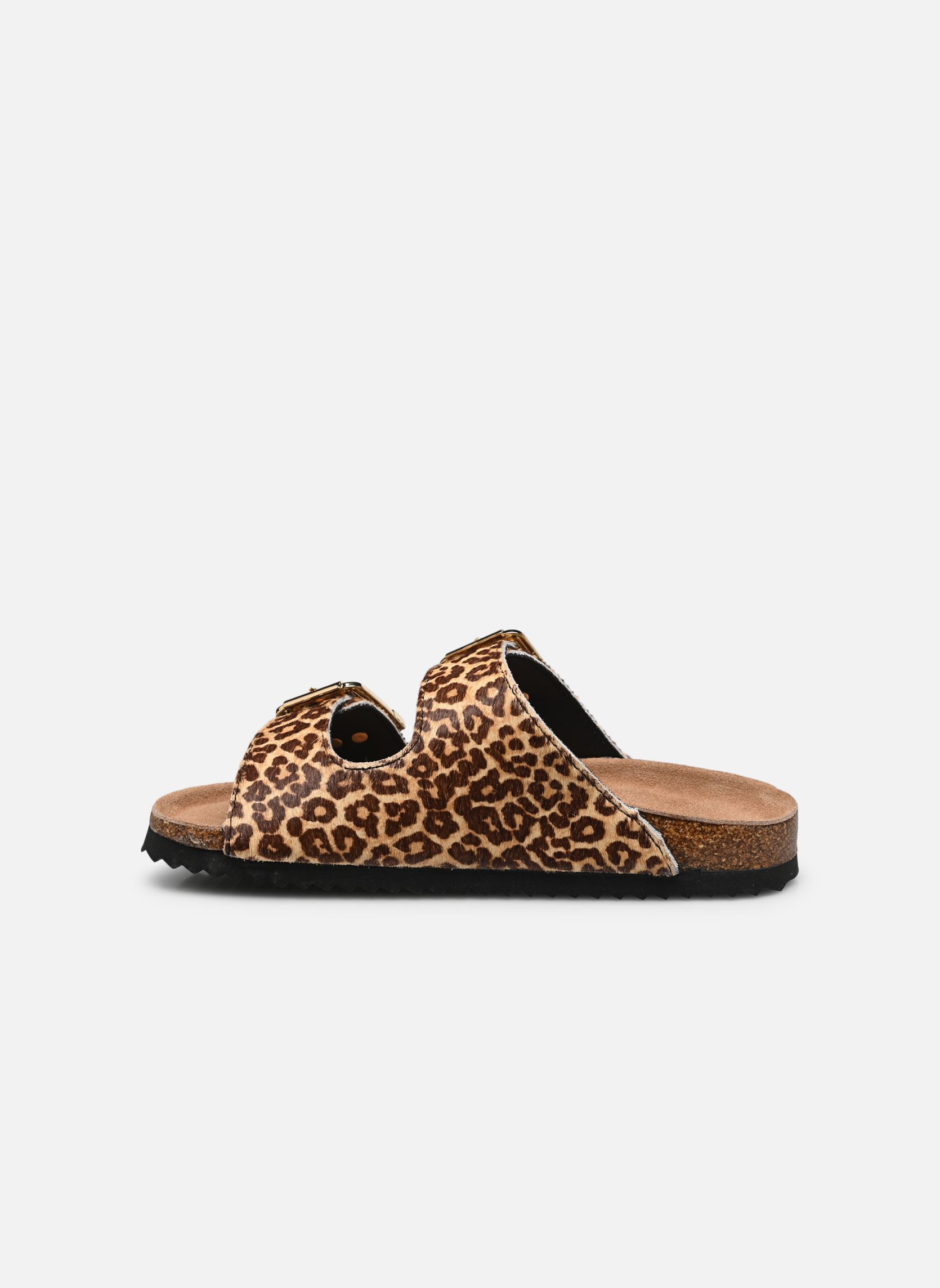 Mules et sabots Pony hair two buckle sandal femme marron Colors of California Mules et sabots Pony hair two buckle sandal femme marron LEO